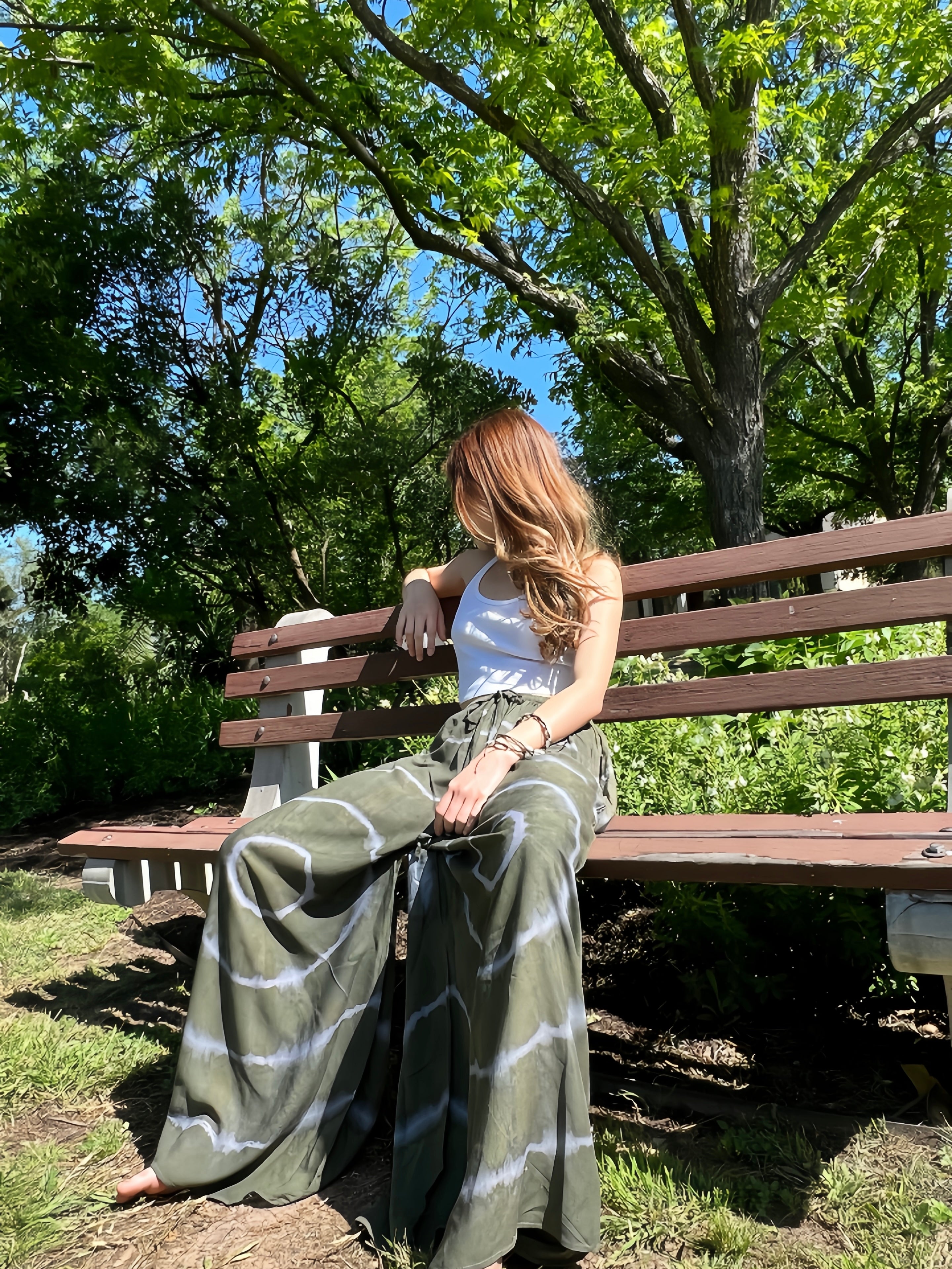 Spider Tie Dye Wide-leg Pants - Green