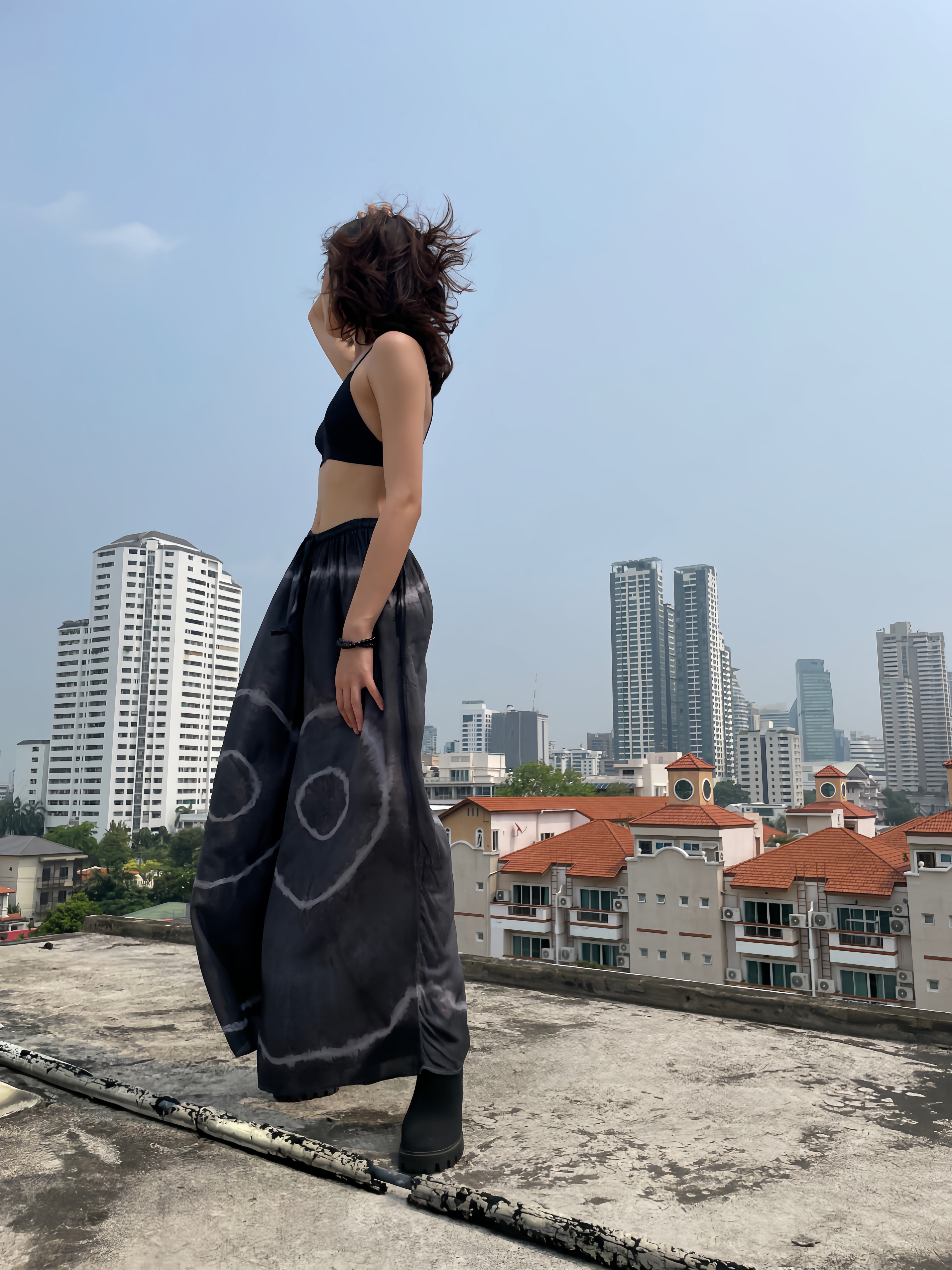 Spider Tie Dye Wide-leg Pants - Gray