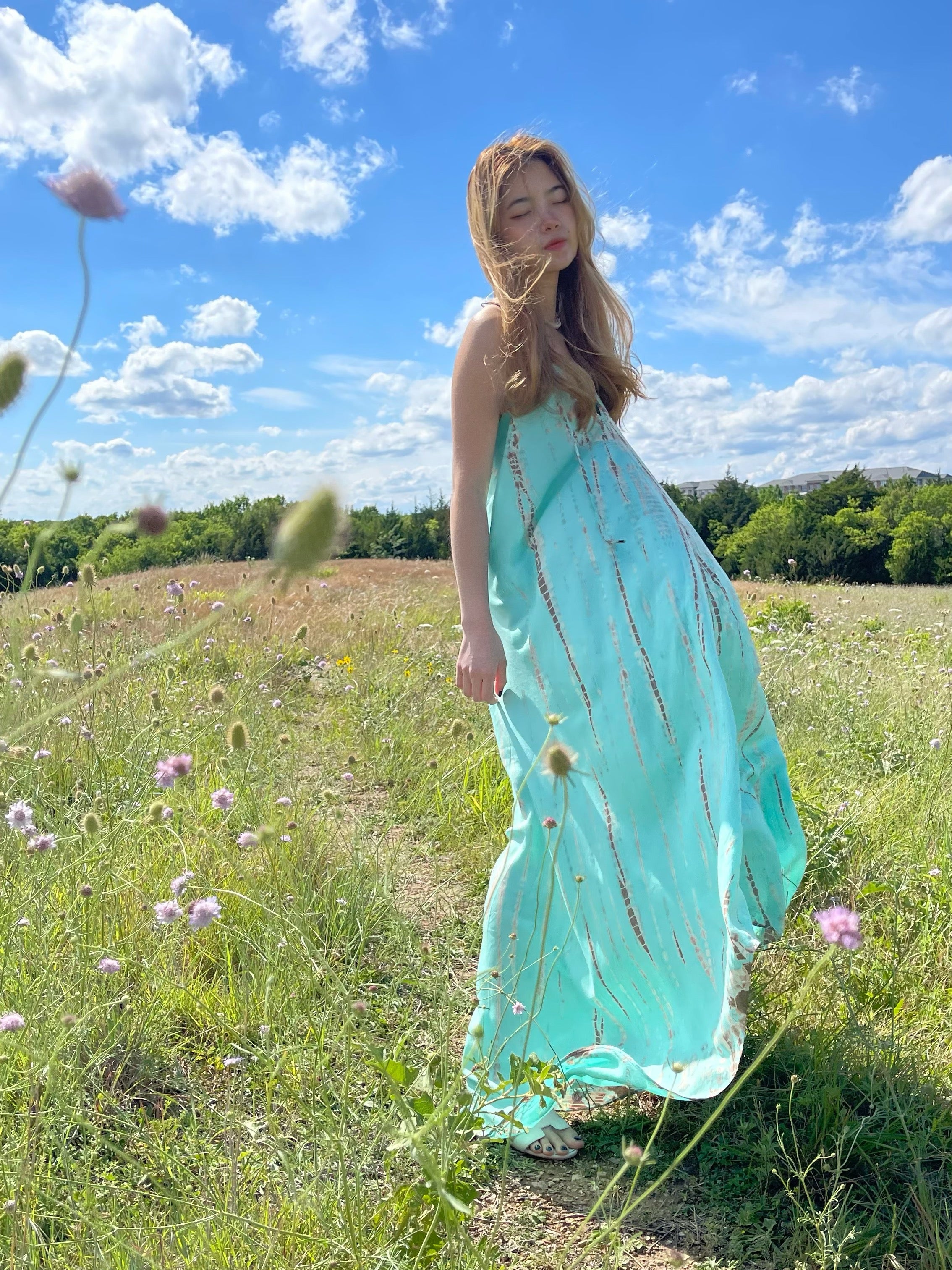 Flamingo Tie Dye Maxi Dress - Mint