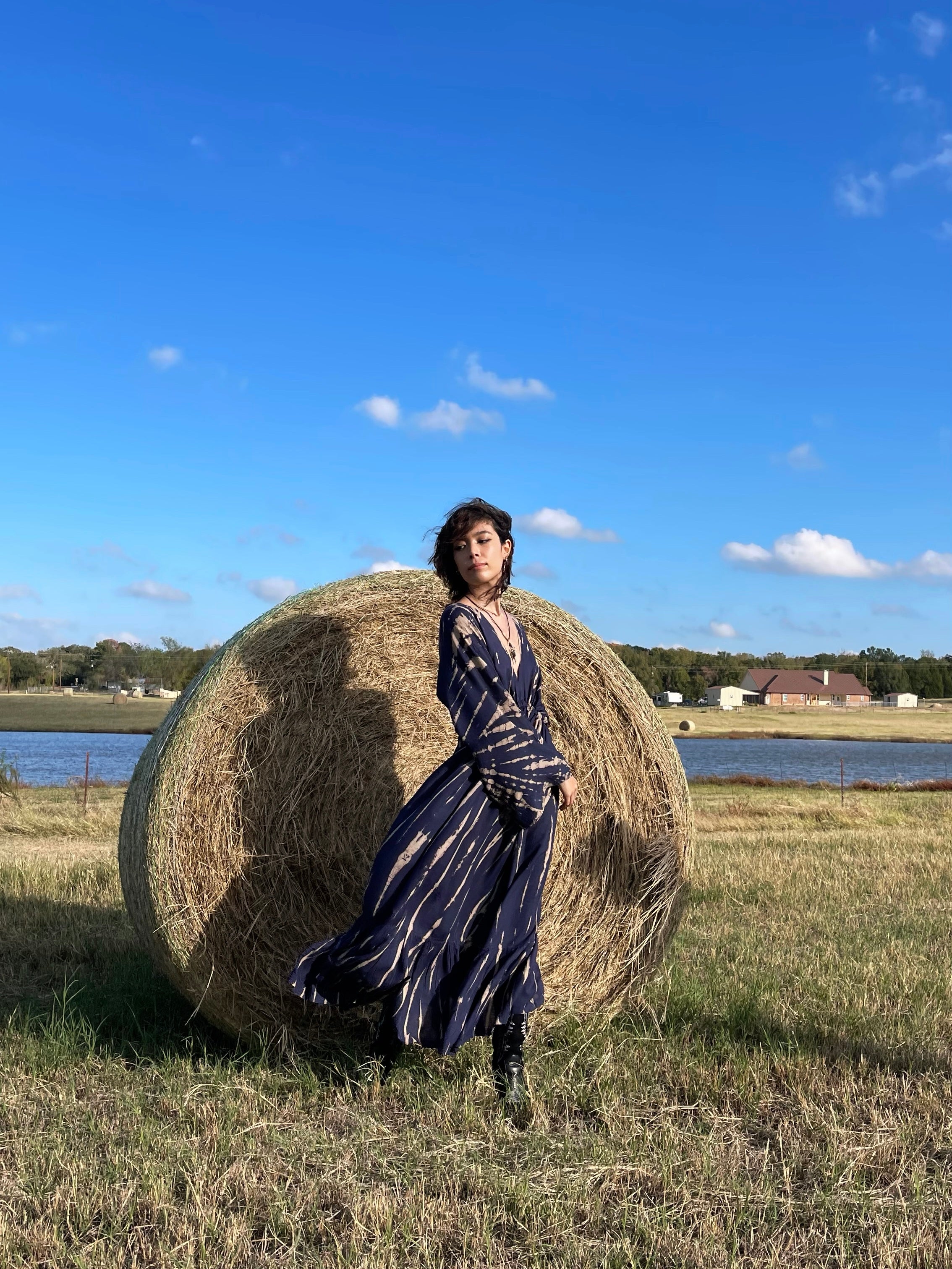 Vera Goddess Kaftan Maxi Dress - Navy