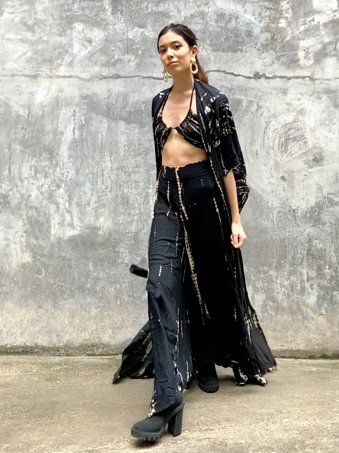 Maya Samurai Tie Dye Trousers -Black