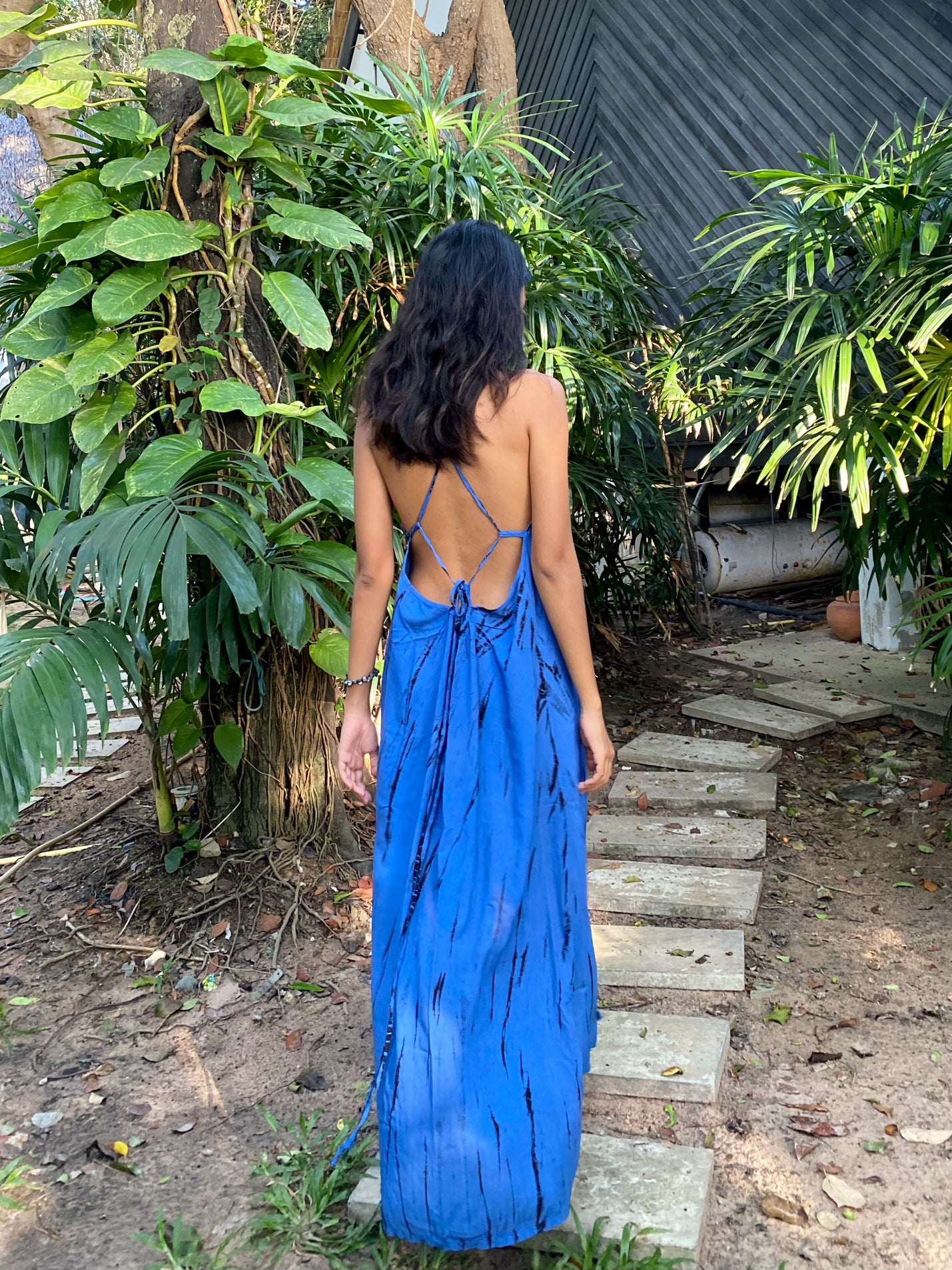 Lulu Tie Dye Slip Maxi Dress - Blue