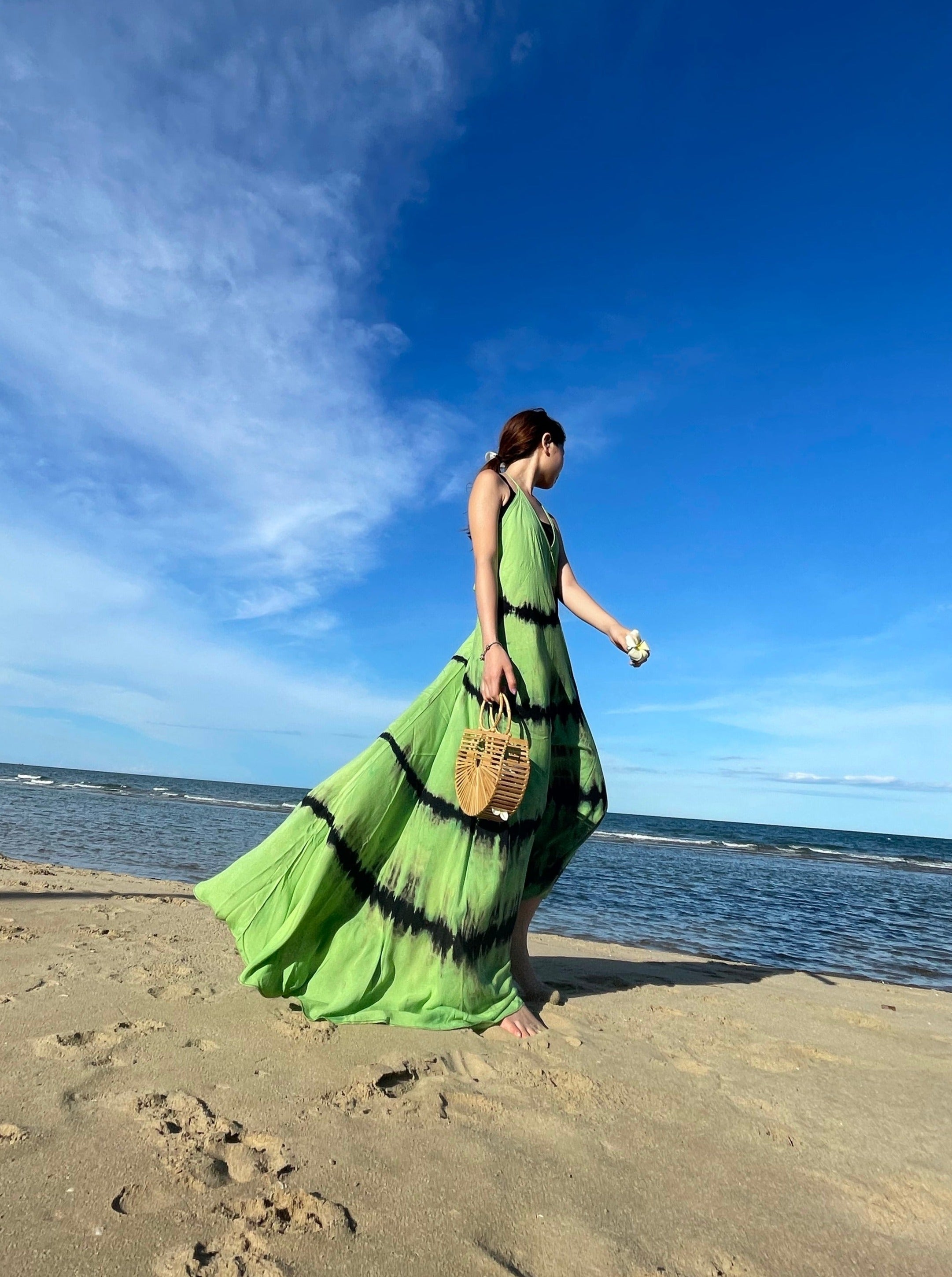 Flamingo Green Tie dye Maxi Dress - Summer Dress | Summer Maxi Dress | Summer Maxi Dress