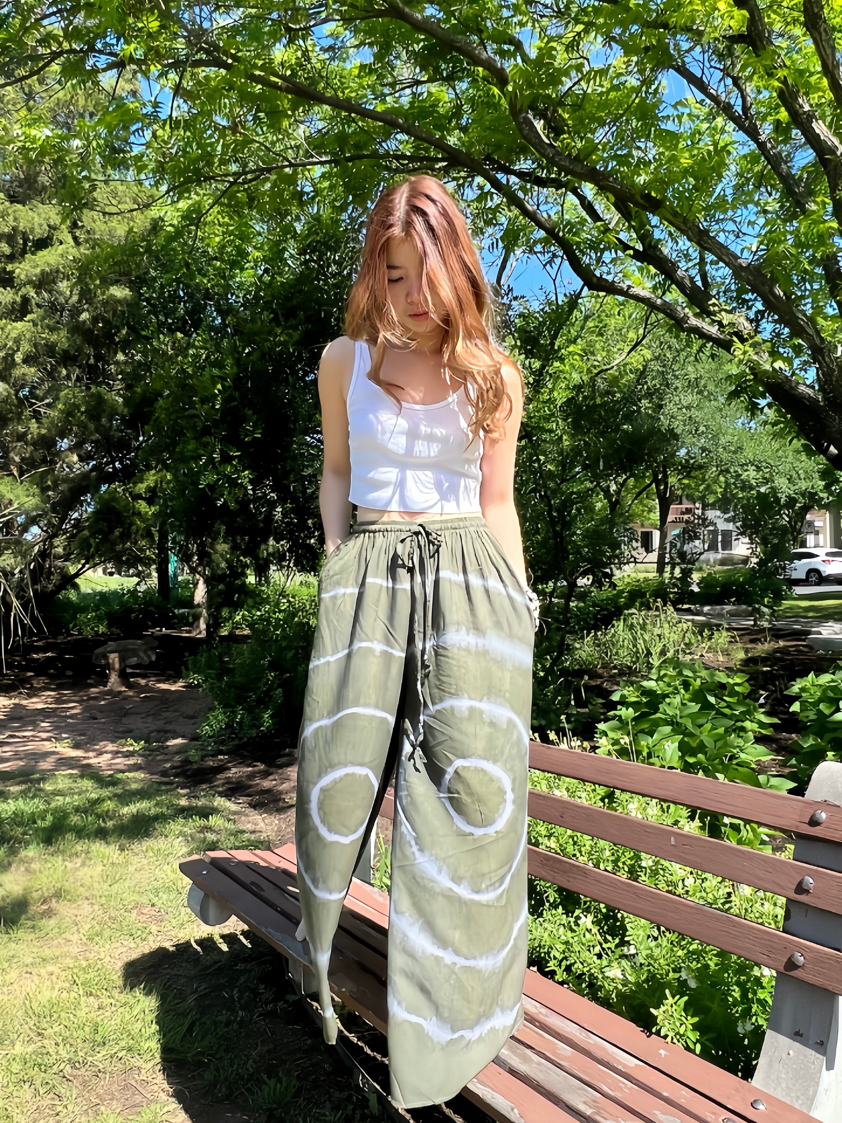 Spider Tie Dye Wide-leg Pants - Green