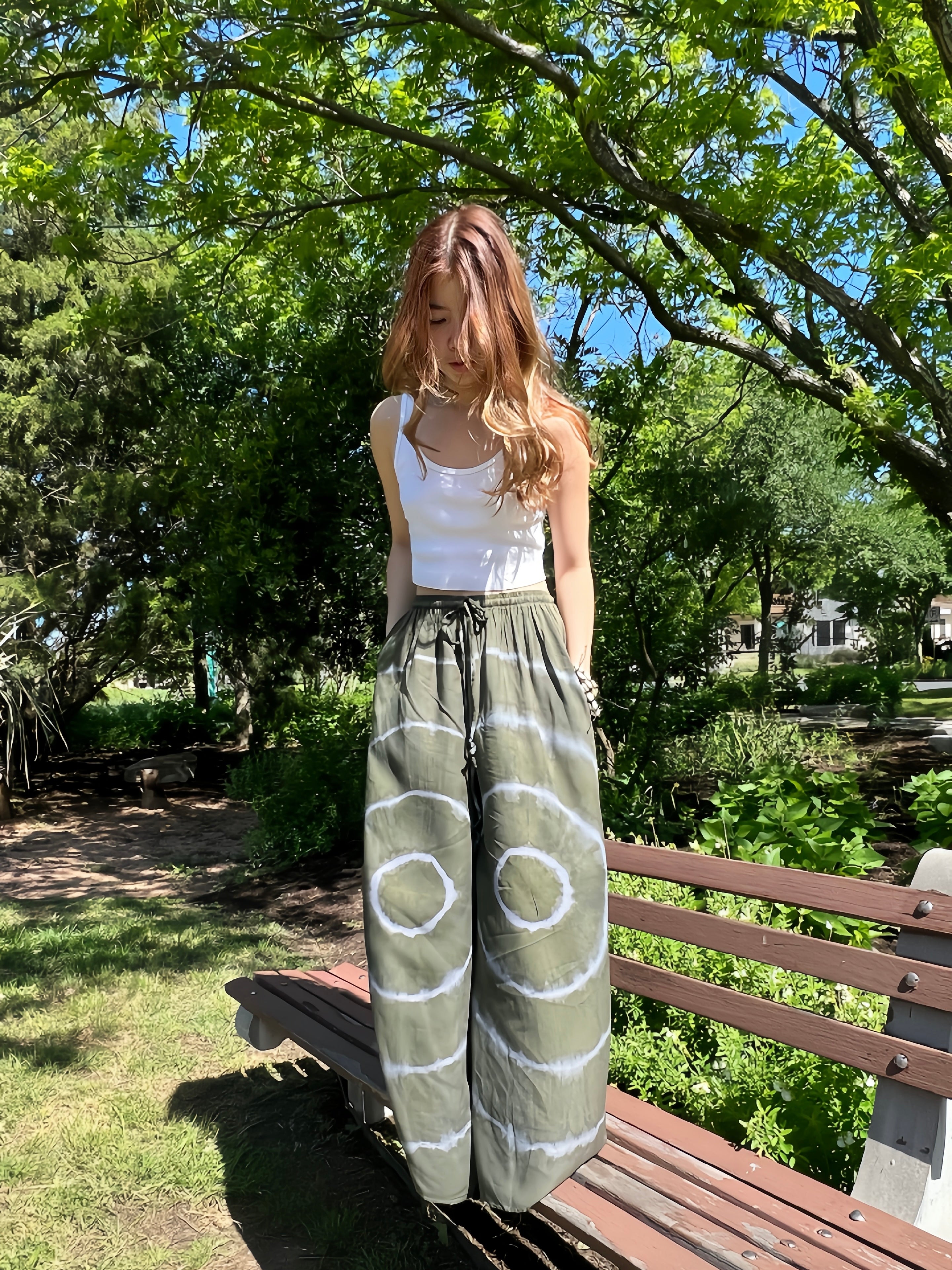 Spider Tie Dye Wide-leg Pants - Green