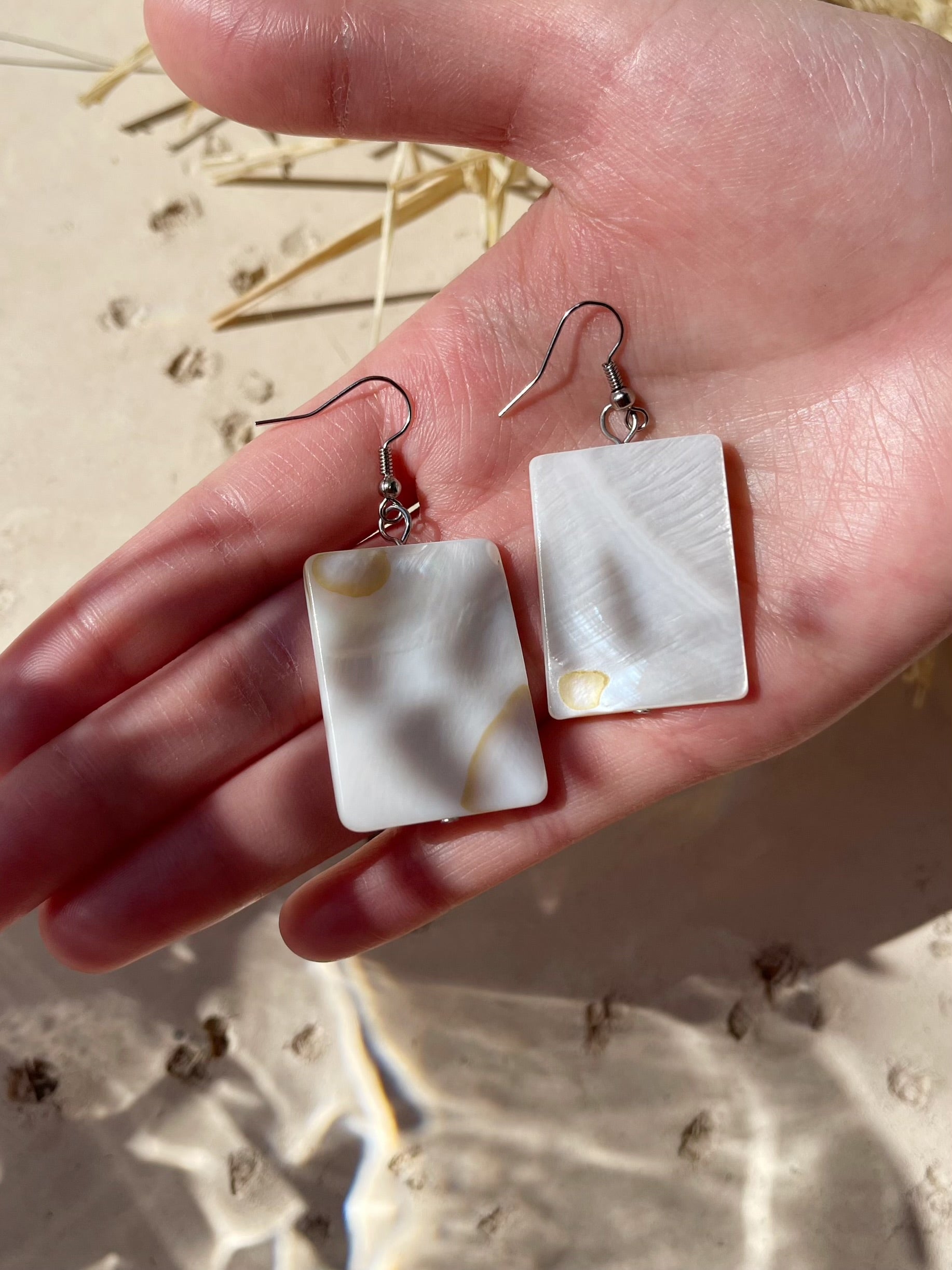Shop Mother of pearl handcrafted Earrings, beach accessories from Coco de Chom - boho chic resort ready