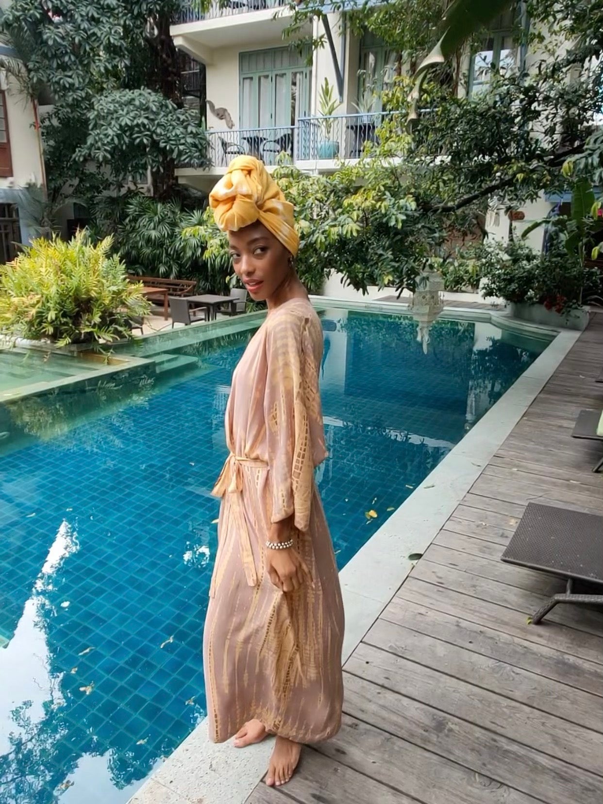 Manee Tie Dye Kimono Robe - Sand