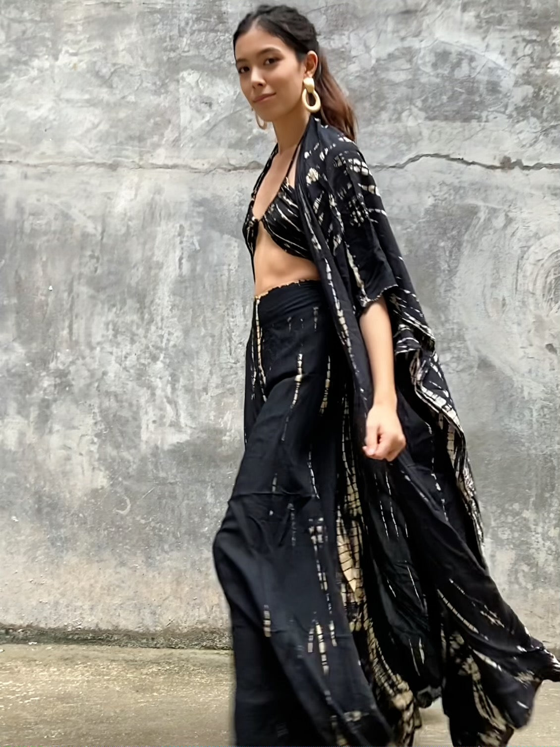 Maya Samurai Tie Dye Trousers -Black