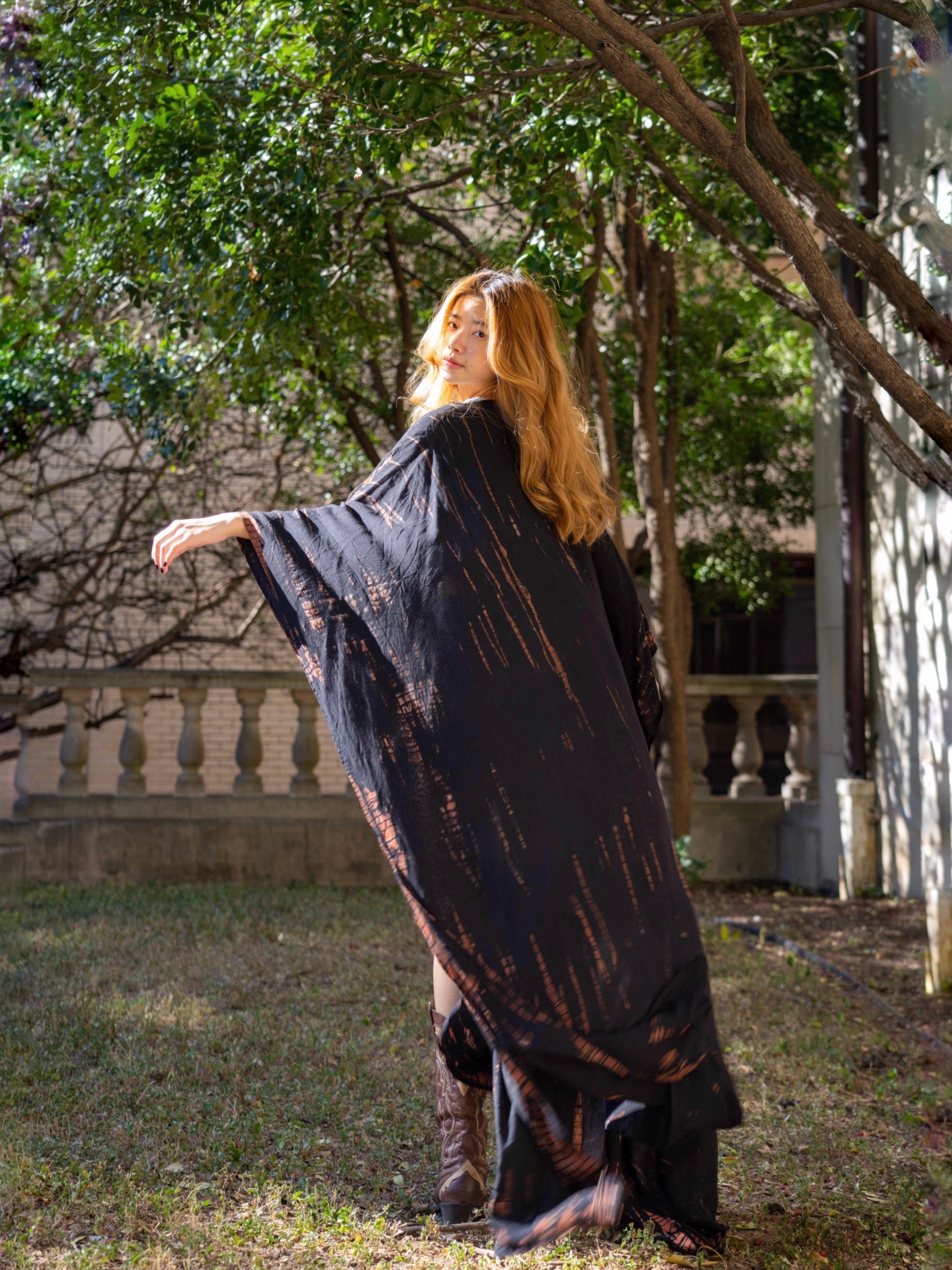 Long Kaftan Kimono Hand tie dye kimono robe for sale from Coco de Chom?