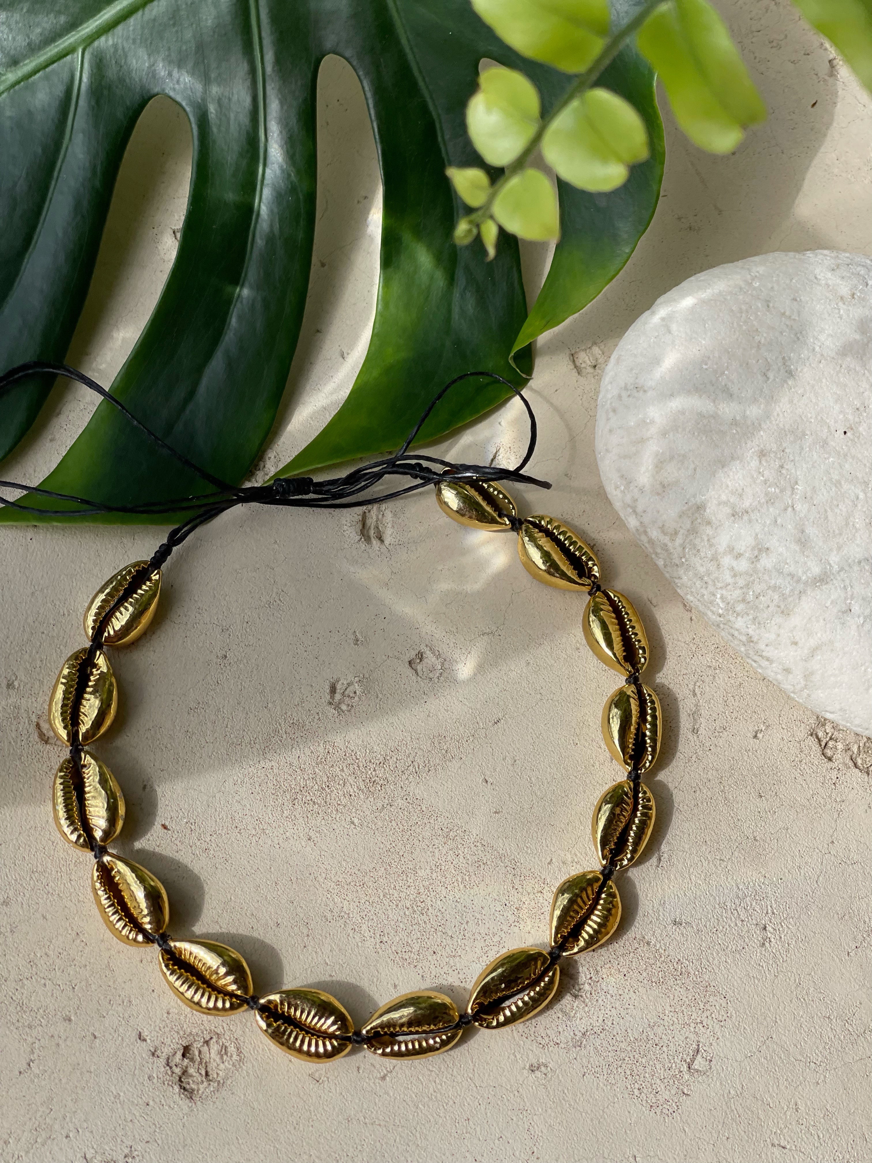 shop Rosie- Gold Cowrie Seashell Choker Necklace with coco de chom?