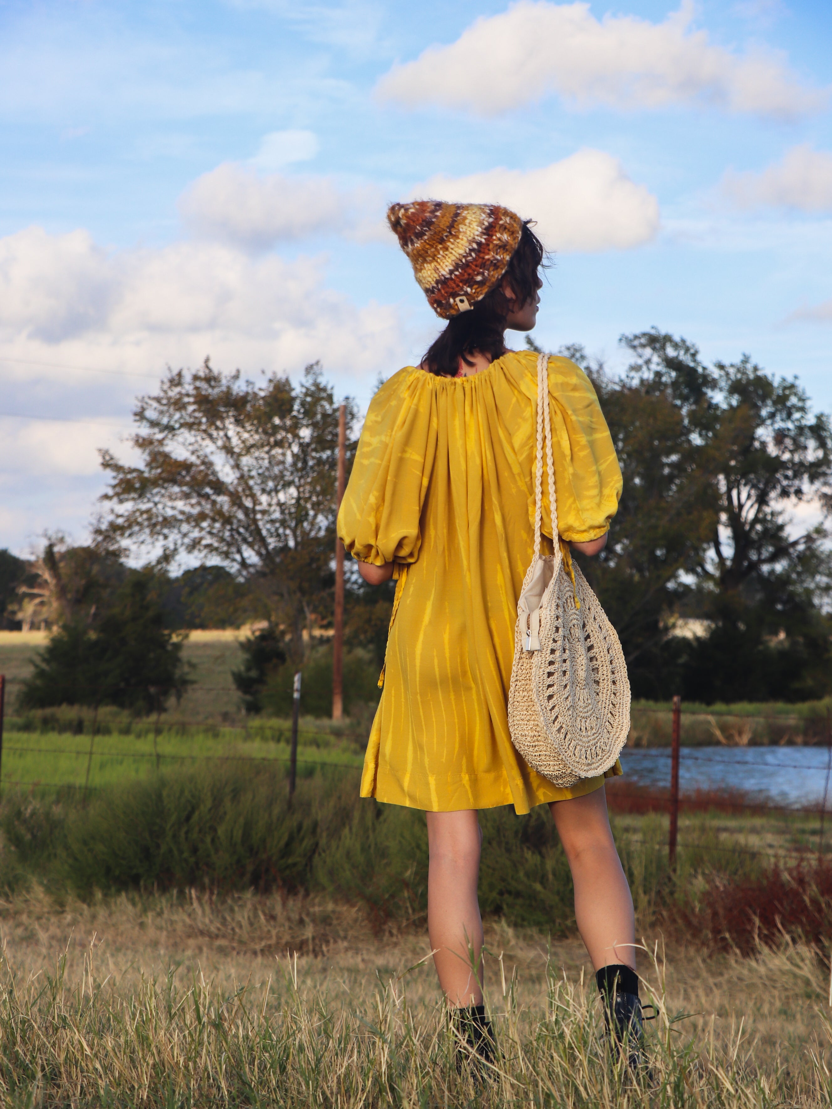 Luna Tie Dye Mini Dress - Mustard