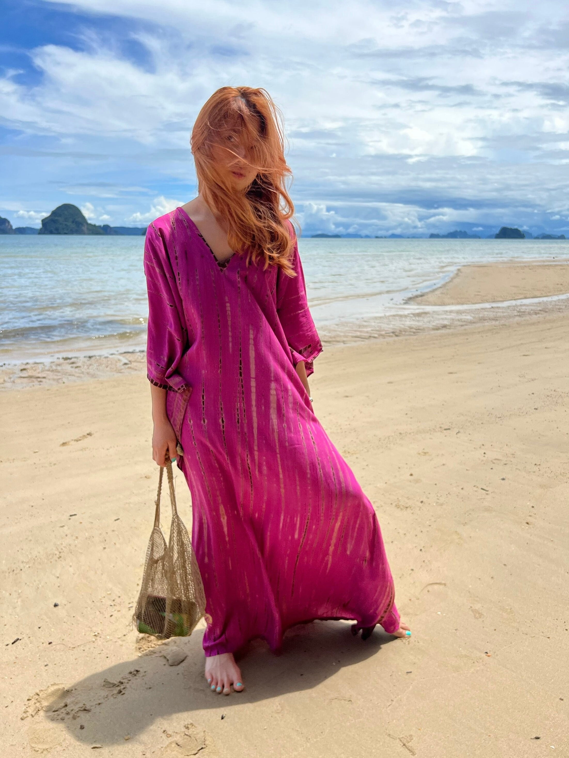Maya Maxi Kaftan - Bougainvillea Pink