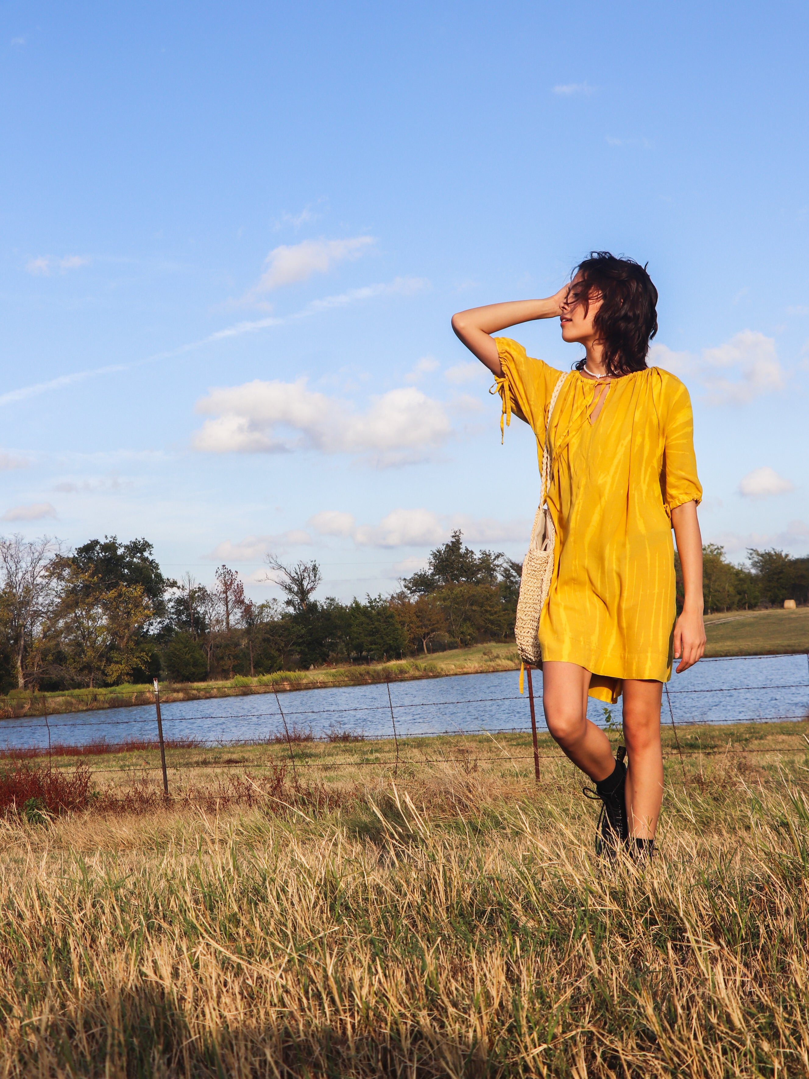 Luna Tie Dye Mini Dress - Mustard