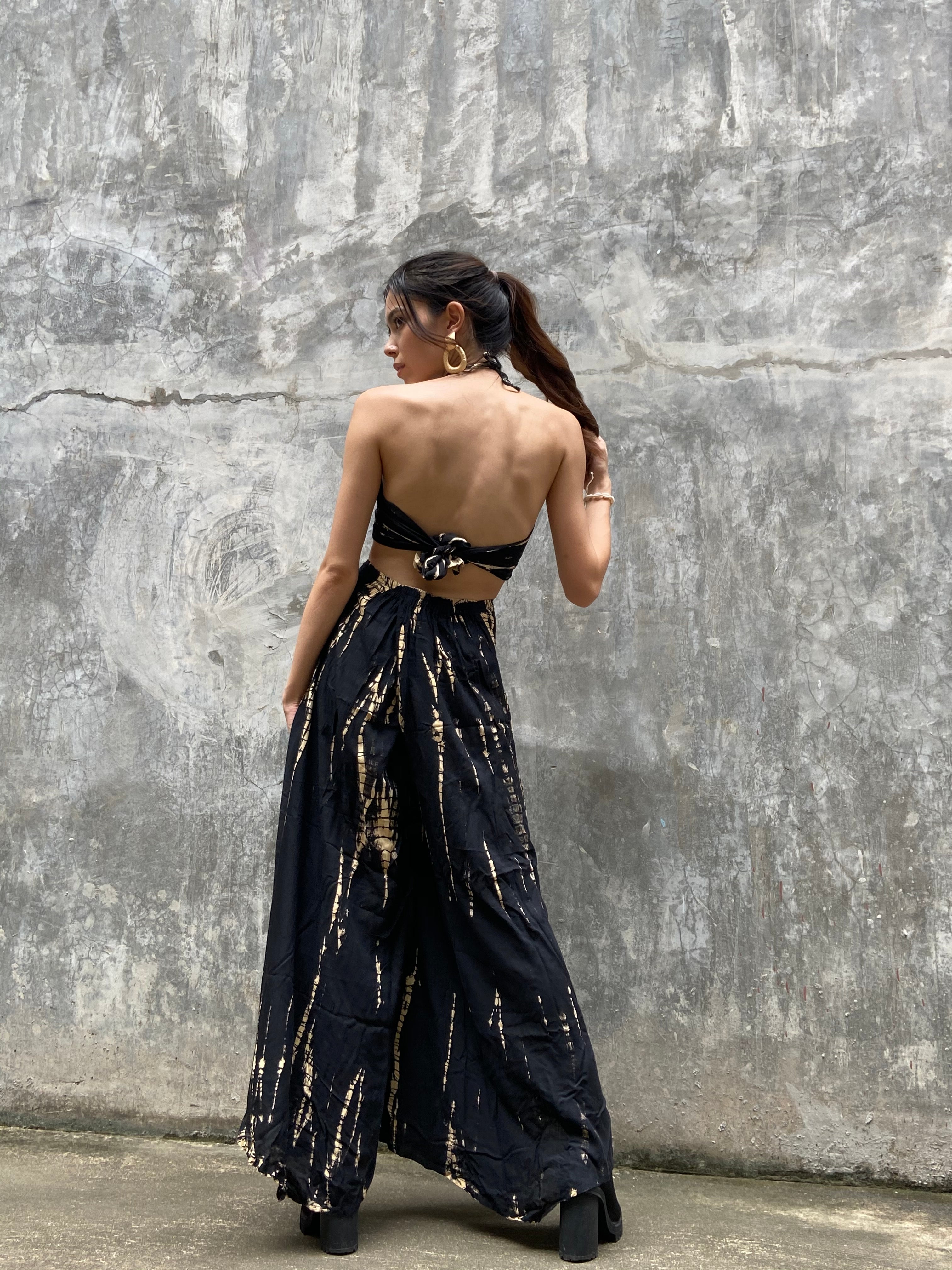 Maya Samurai Tie Dye Trousers -Black