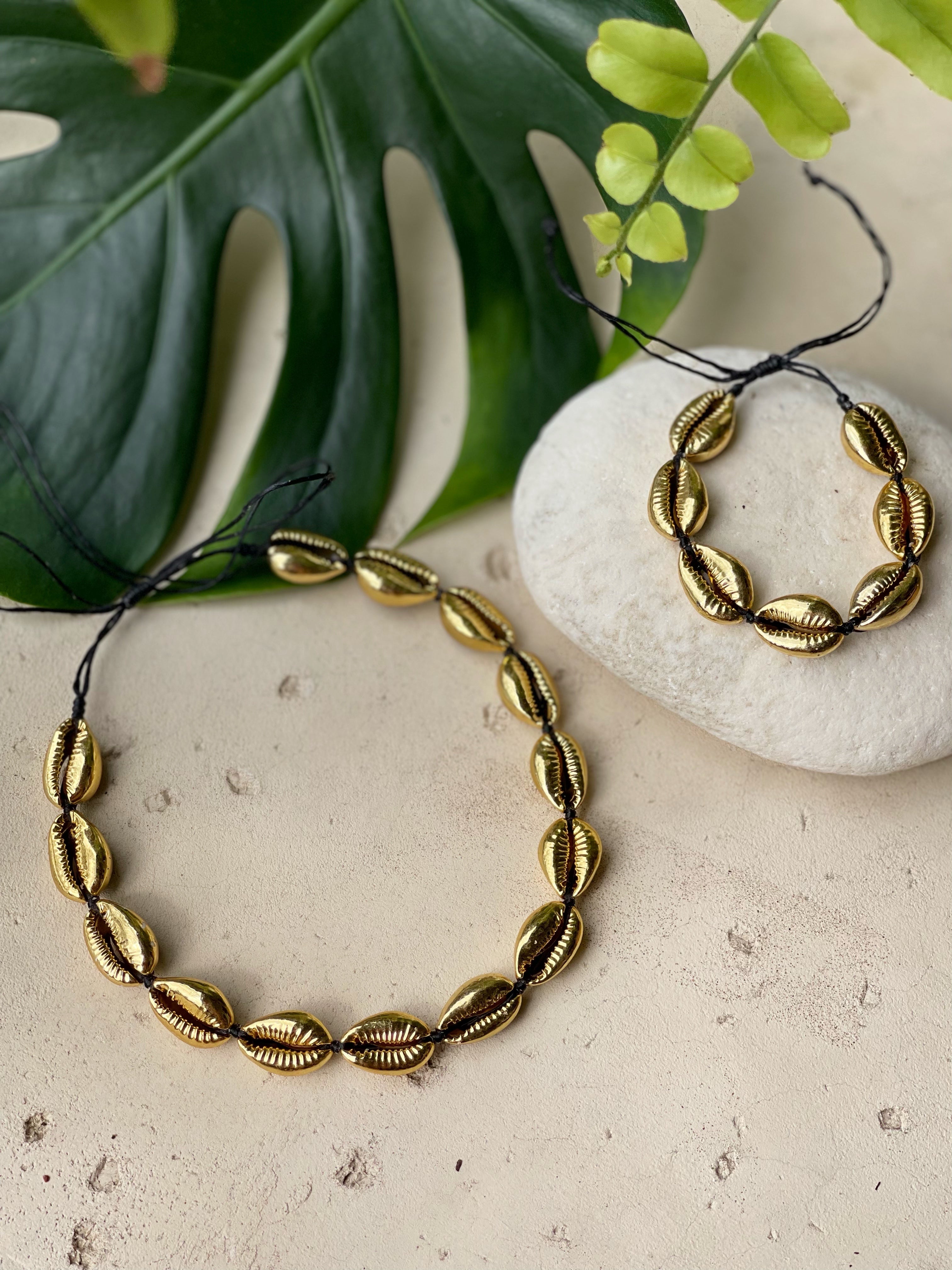 shop Rosie- Gold Cowrie Seashell Choker Necklace - bohemian choker seashell natural necklace handmade by coco de chom?