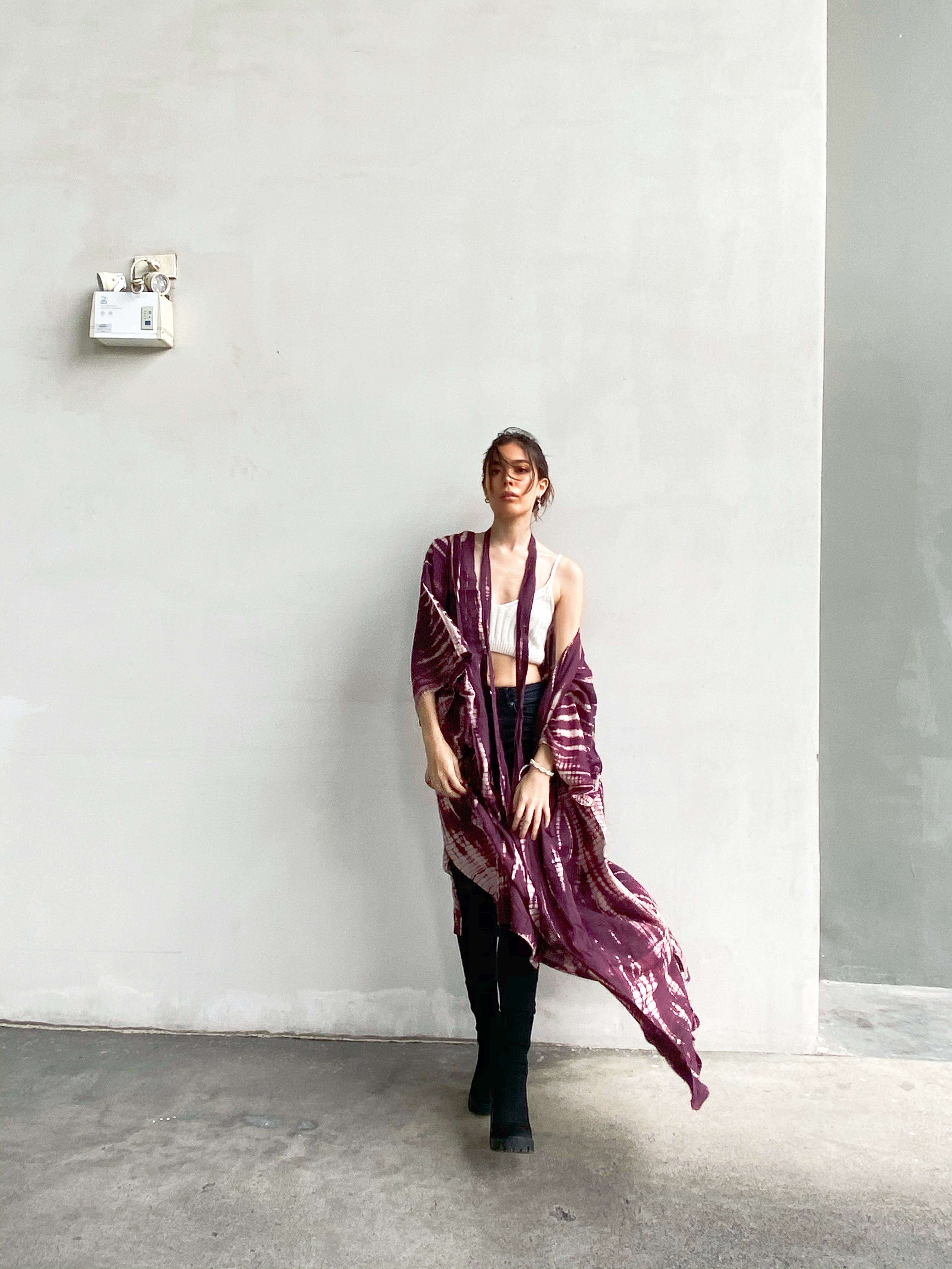 Shop Burgundy Tie Dye Kimono Robe - Tie Dye Kimono Robe |with Coco De Chom?