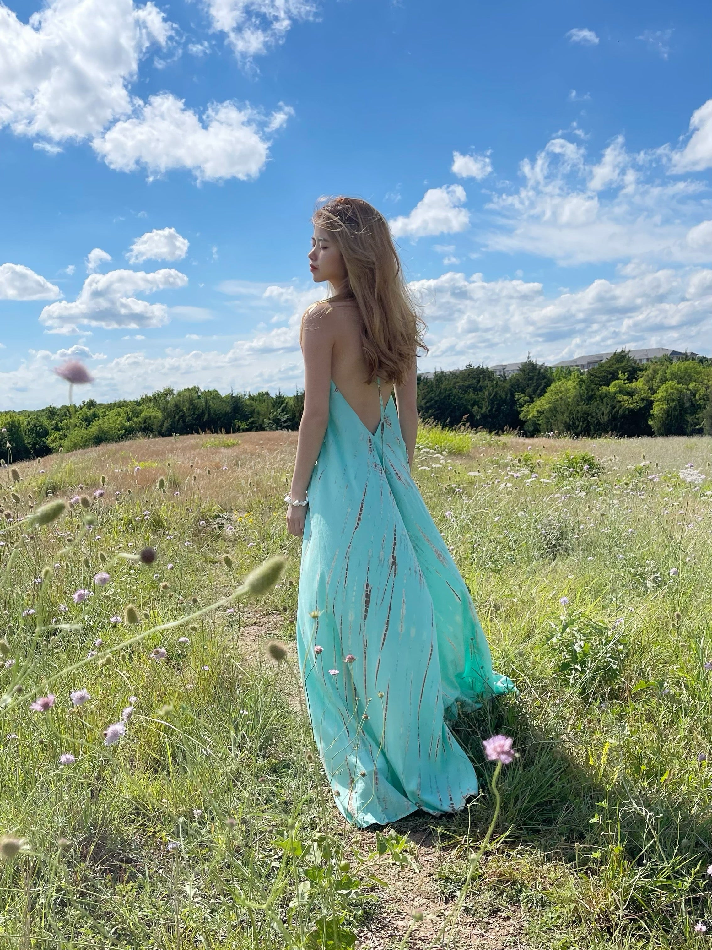 Flamingo Tie Dye Maxi Dress - Mint