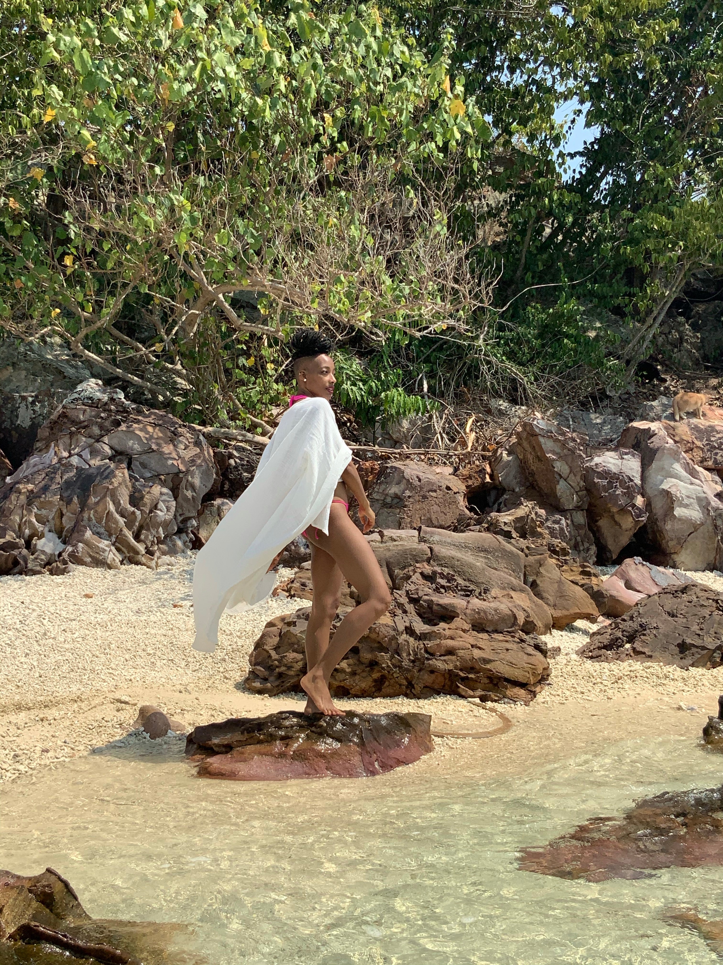 Amara Kaftan Top - White Pearl