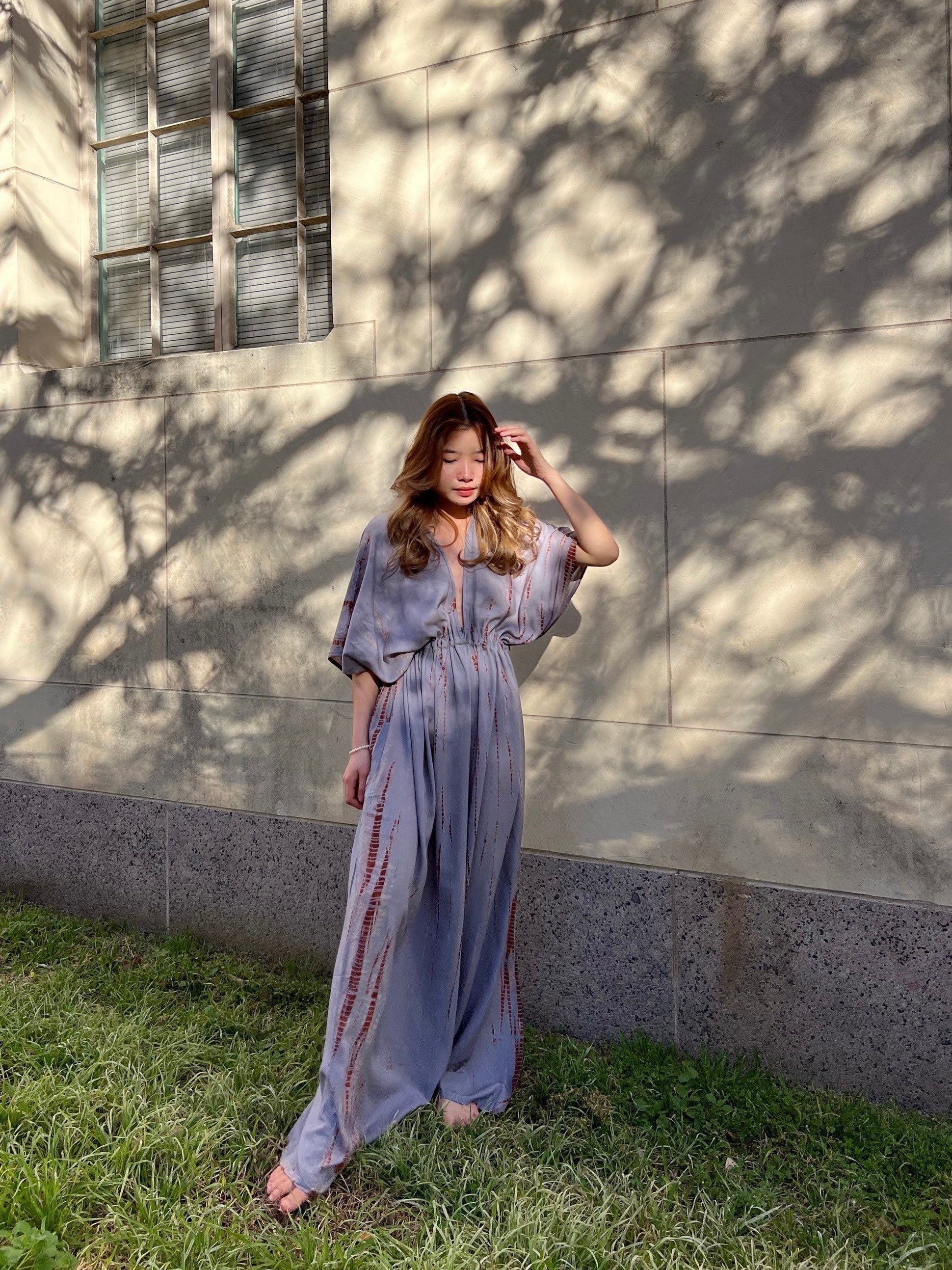 Shop goddess tie dye maxi dress, boho tie dye kaftan, oversized long kaftan maxi dress handmade by artisans from COCO DE CHOM?