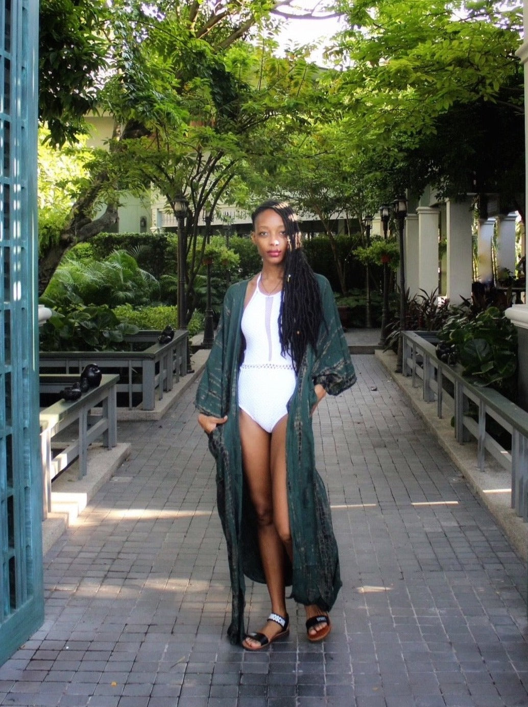 Long kimono robe, tie dye kimono robe