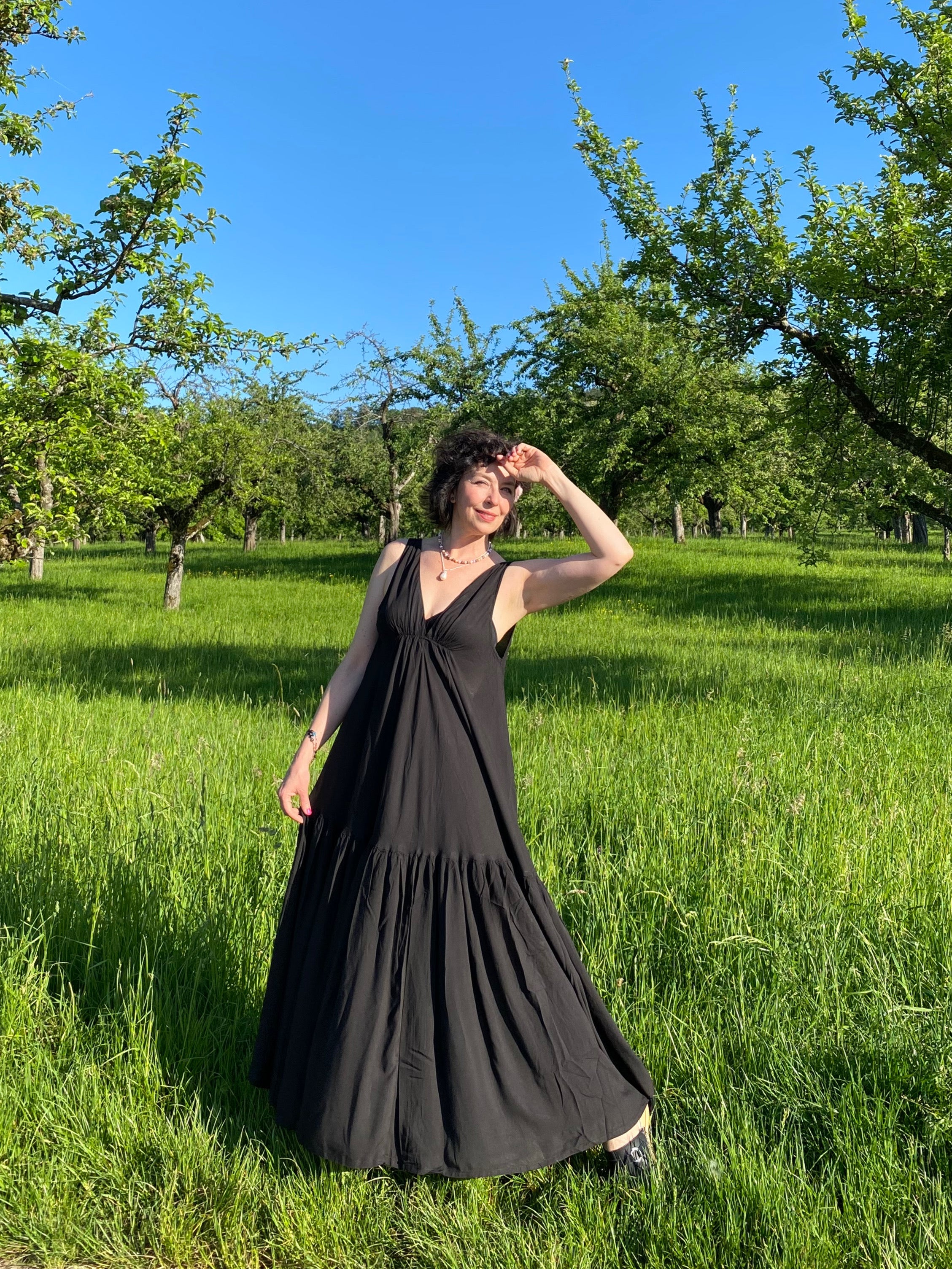 Shop Austin Convertible Maxi Dress in Black - Black Oversized Maxi Dress deep v cut | Guest wedding dress with Coco de Chom