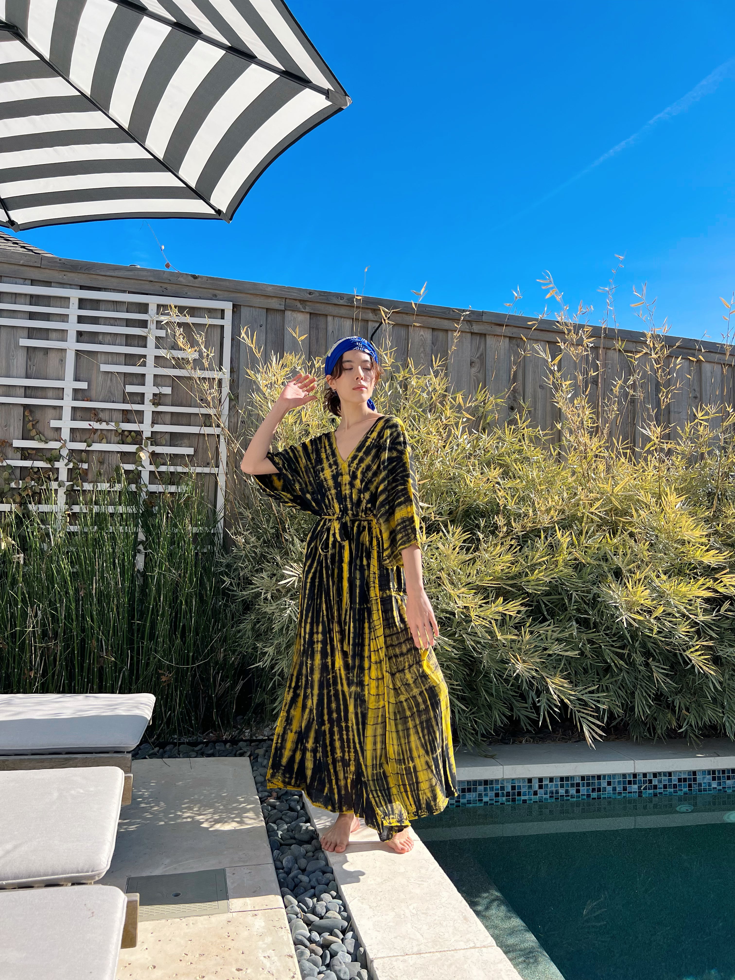 Zen Kaftan Dress - Black/Yellow