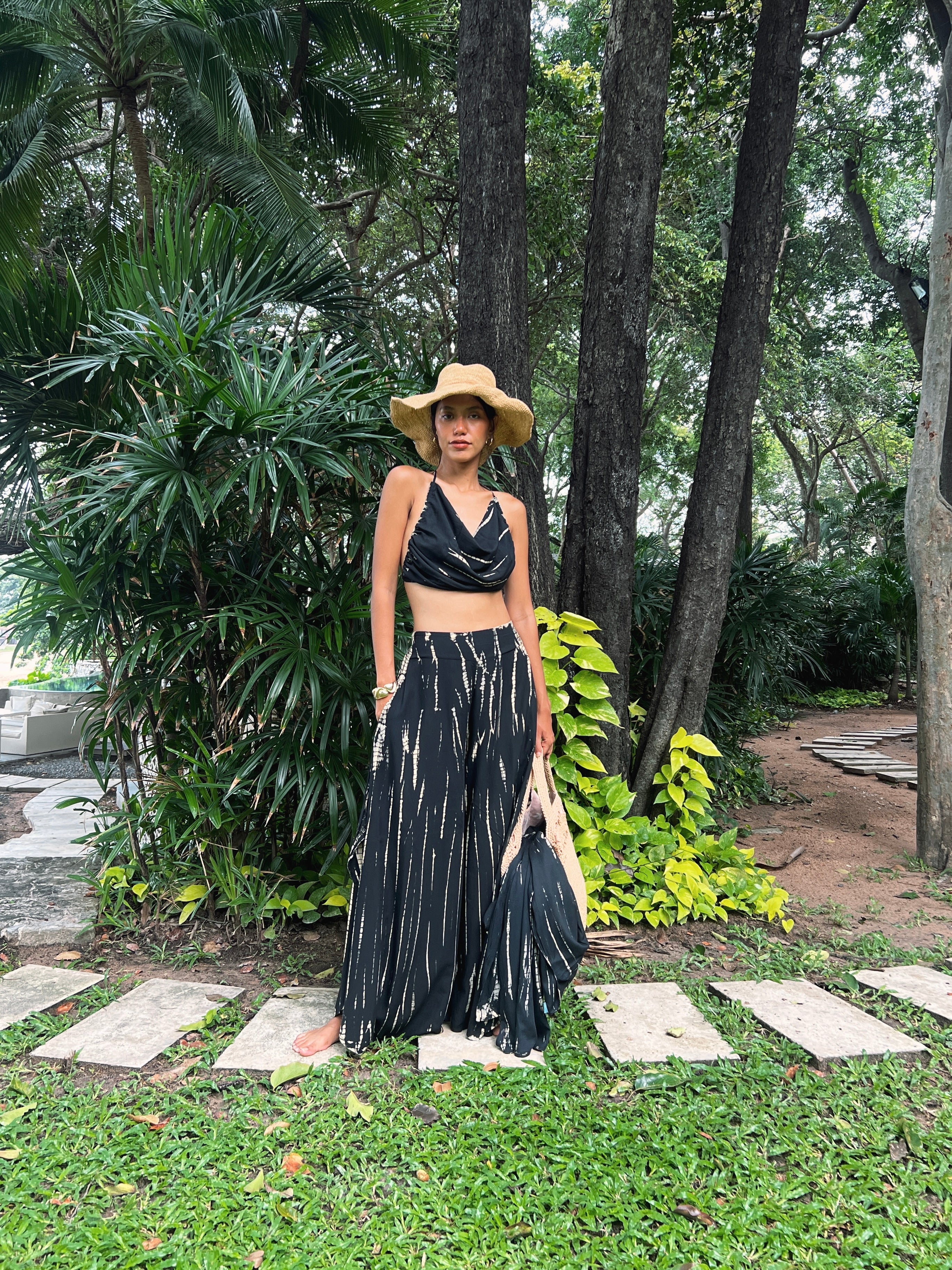 Shop our new handcrafted Maya Crop Tops, where playful style, bohemian vibes, and comfort come together effortlessly.  Complete your look with the Maya Kimono robe and Maya Boho Wide Leg Pants for head-to-toe vibrancy. Plus, the adjustable sleeve cinched crop top keeps you in fashion all year round. It's the perfect choice for staying stylish, no matter the season! Perfect for summer outfits, beach aesthetic, concert festival outfits.. or even yoga day