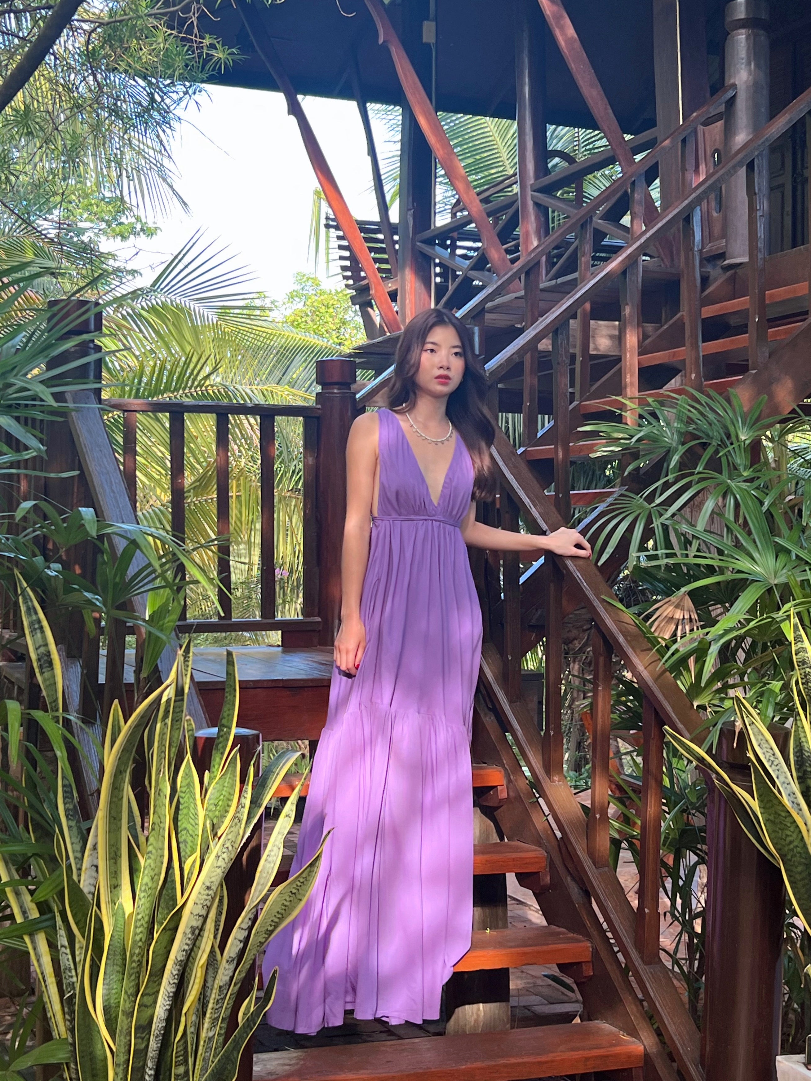 Austin Convertible Maxi Dress in Lavender Lavender Oversized Maxi Dress Lavender Bridesmaid Dress Coco de Chom