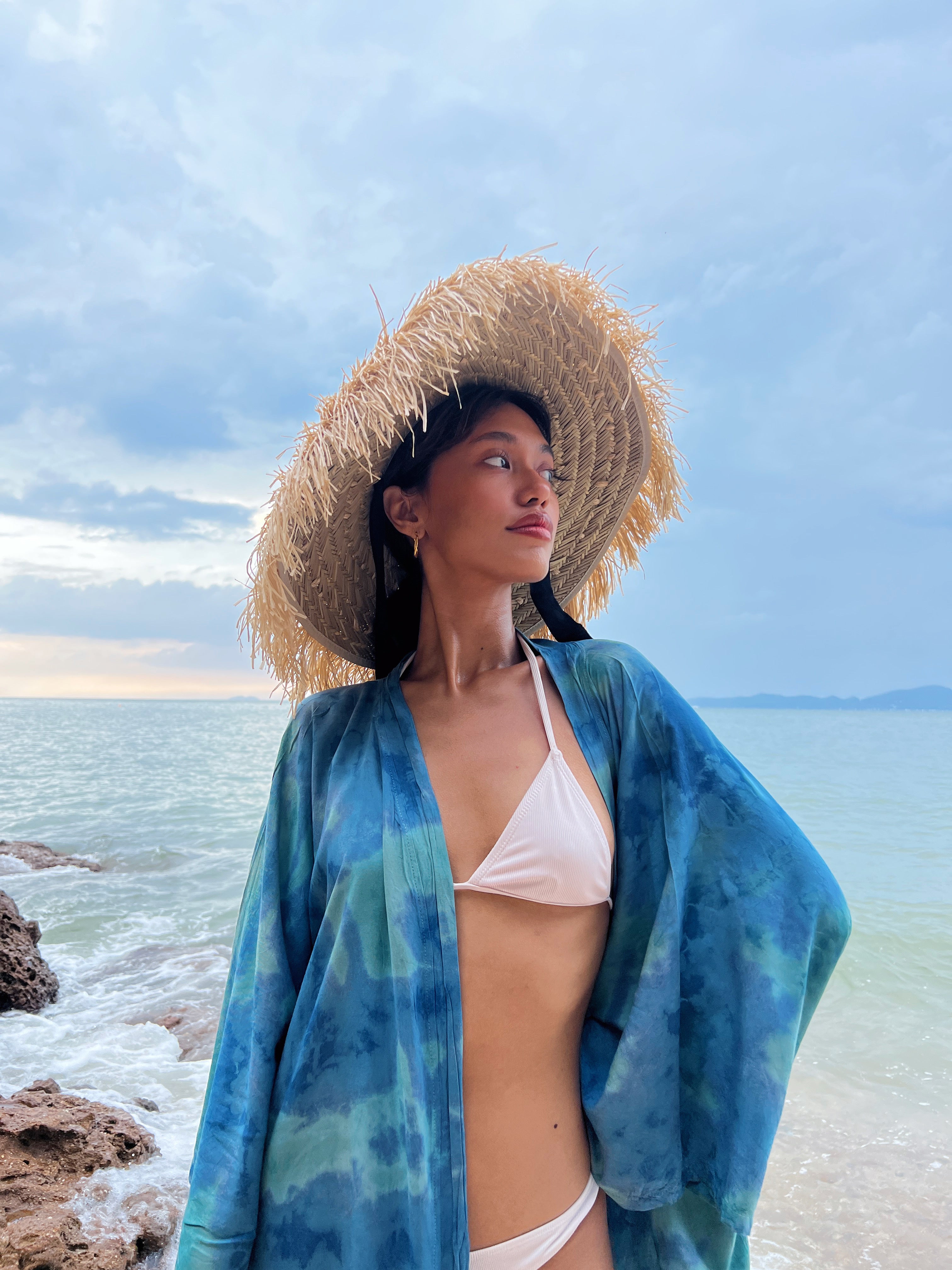 Shop Blue Tie dye kimono robe, boho beach coverup, perfect for vacation or everyday wear, this product is handmade with love by Coco de Chom.