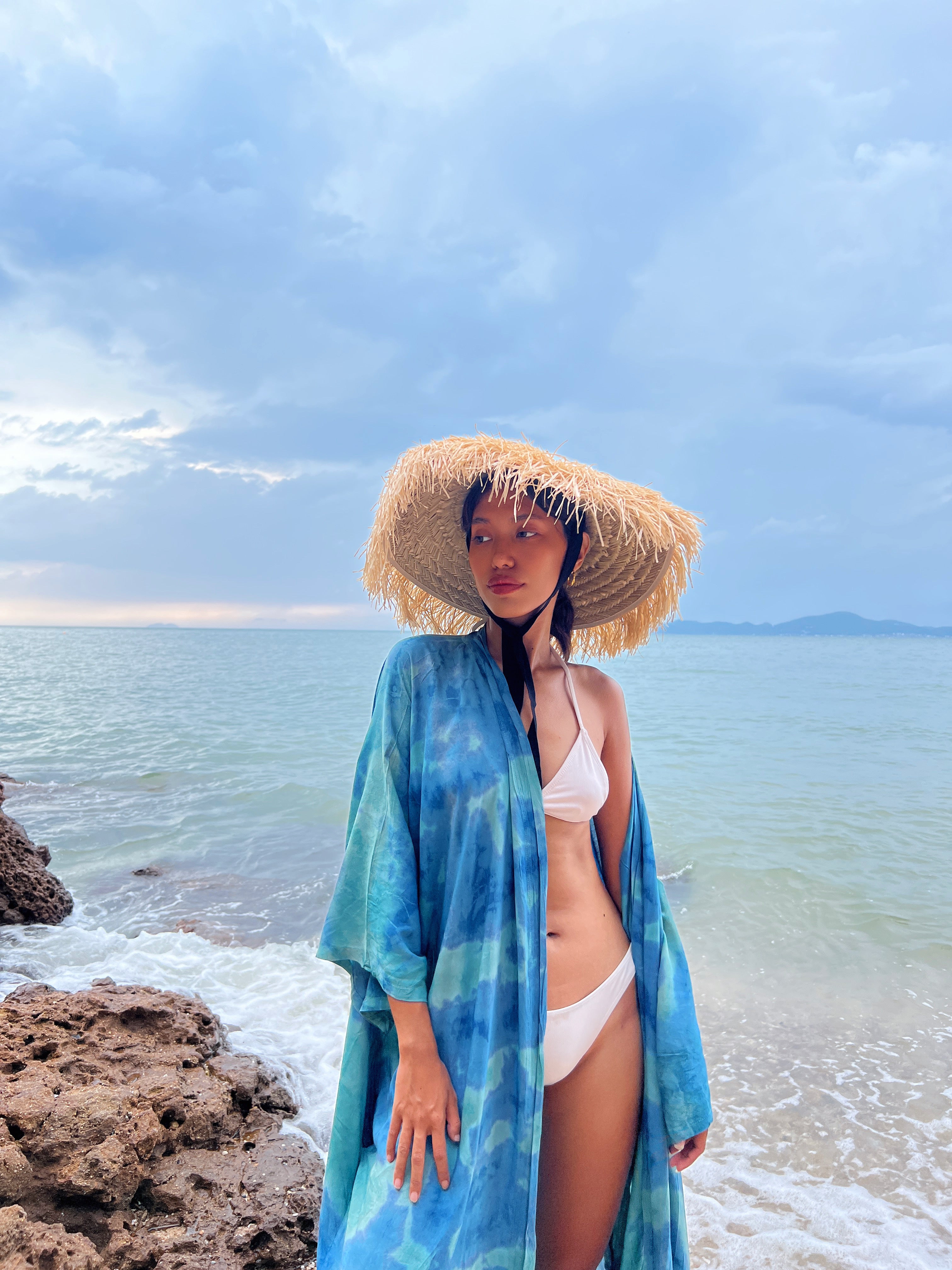 Shop Blue Tie dye kimono robe, boho beach coverup, perfect for vacation or everyday wear, this product is handmade with love by Coco de Chom.