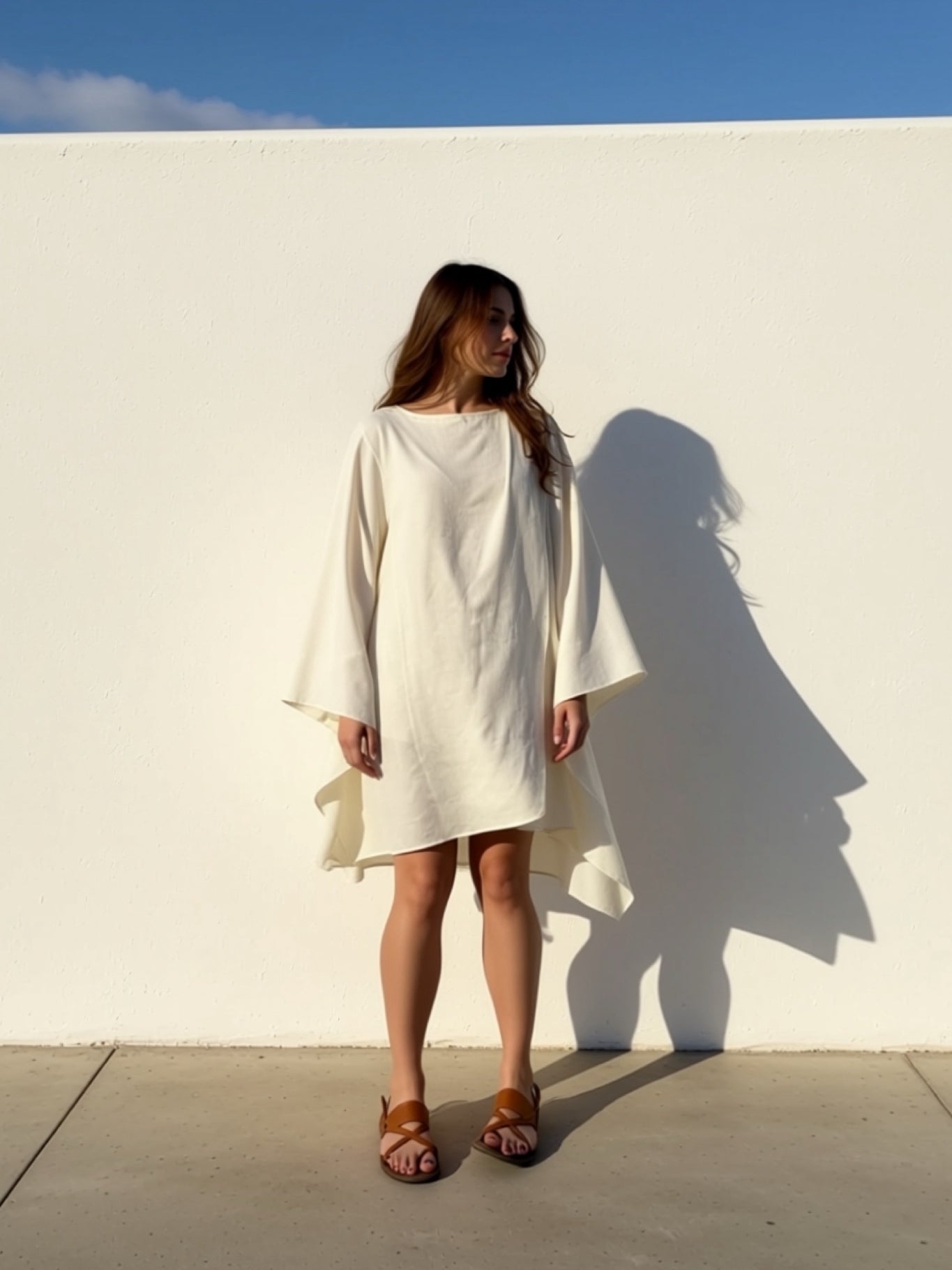 Beach Mini Kaftan Dress - Ivory White