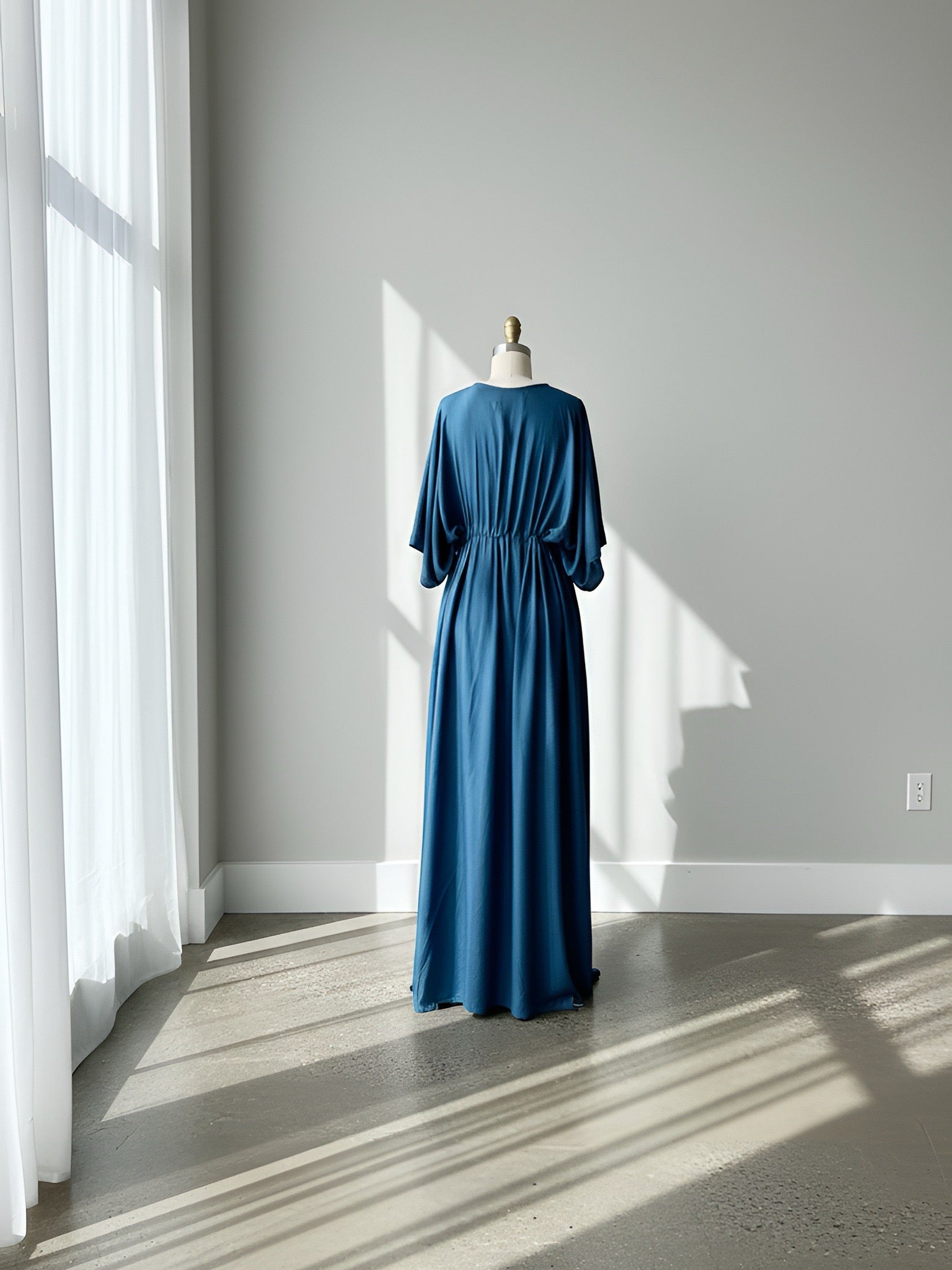 Teal blue kaftan dress, oversized beach cover up and plus size friendly resort maxi dress for beach vacation