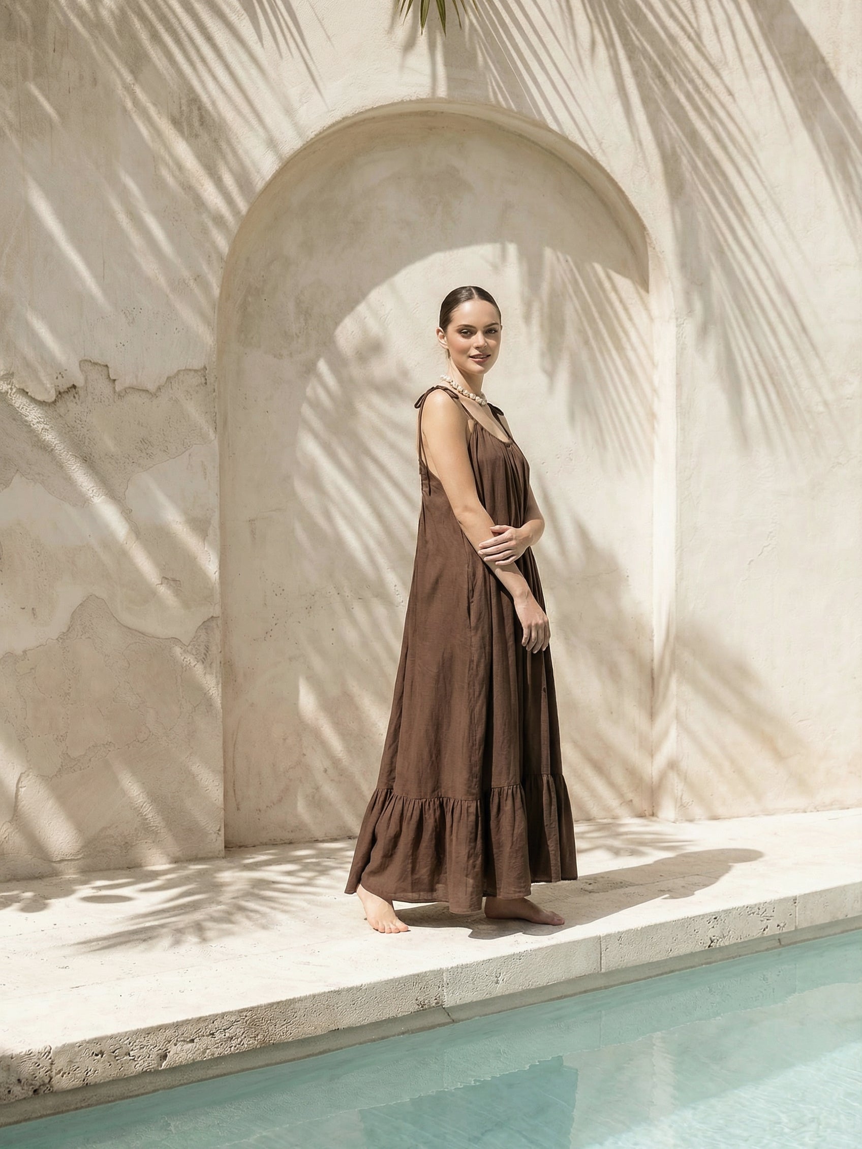 Mali Backless Maxi Dress - Brown