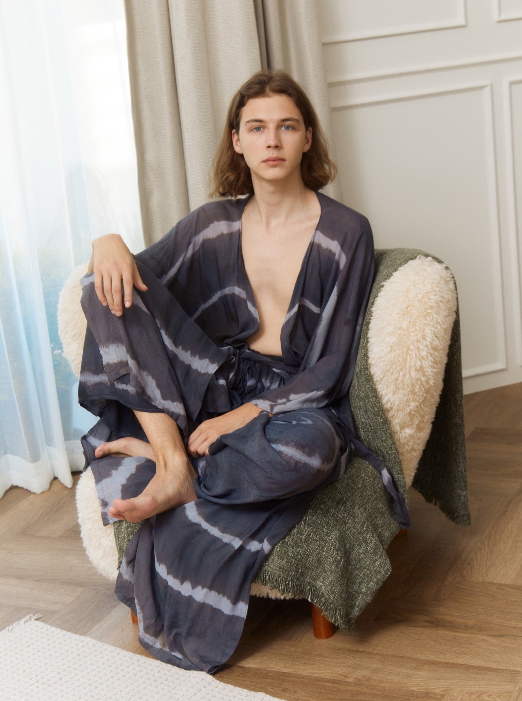 Evaporate your summer lounging in the comfort of the Spider Tie Dye Kimono Robe - unisex kimono robe from coco de chom