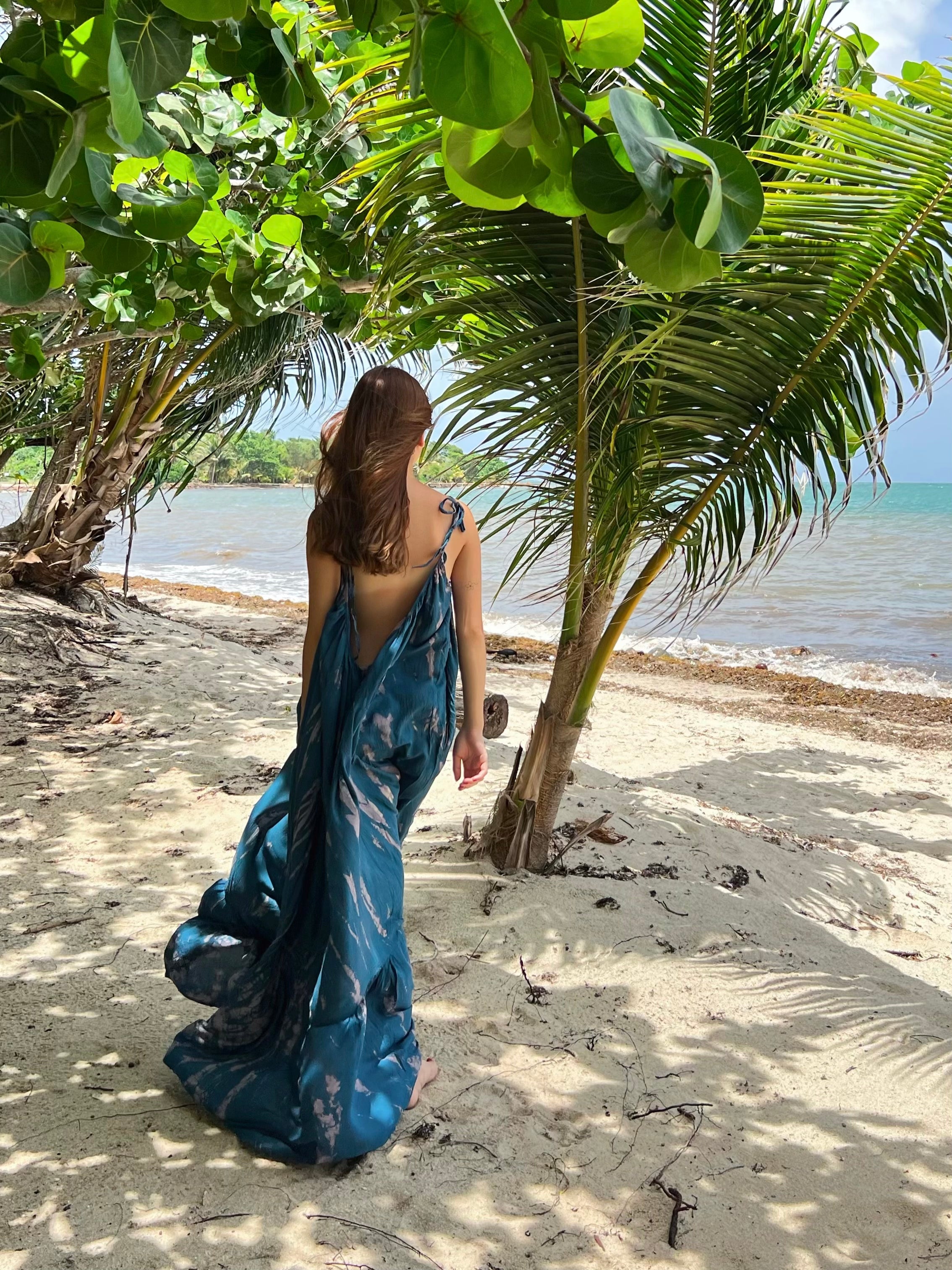 Shop Tie dye Backless Maxi Dress - Opened maxi Dress in Teal at Coco De Chom for next vacation now