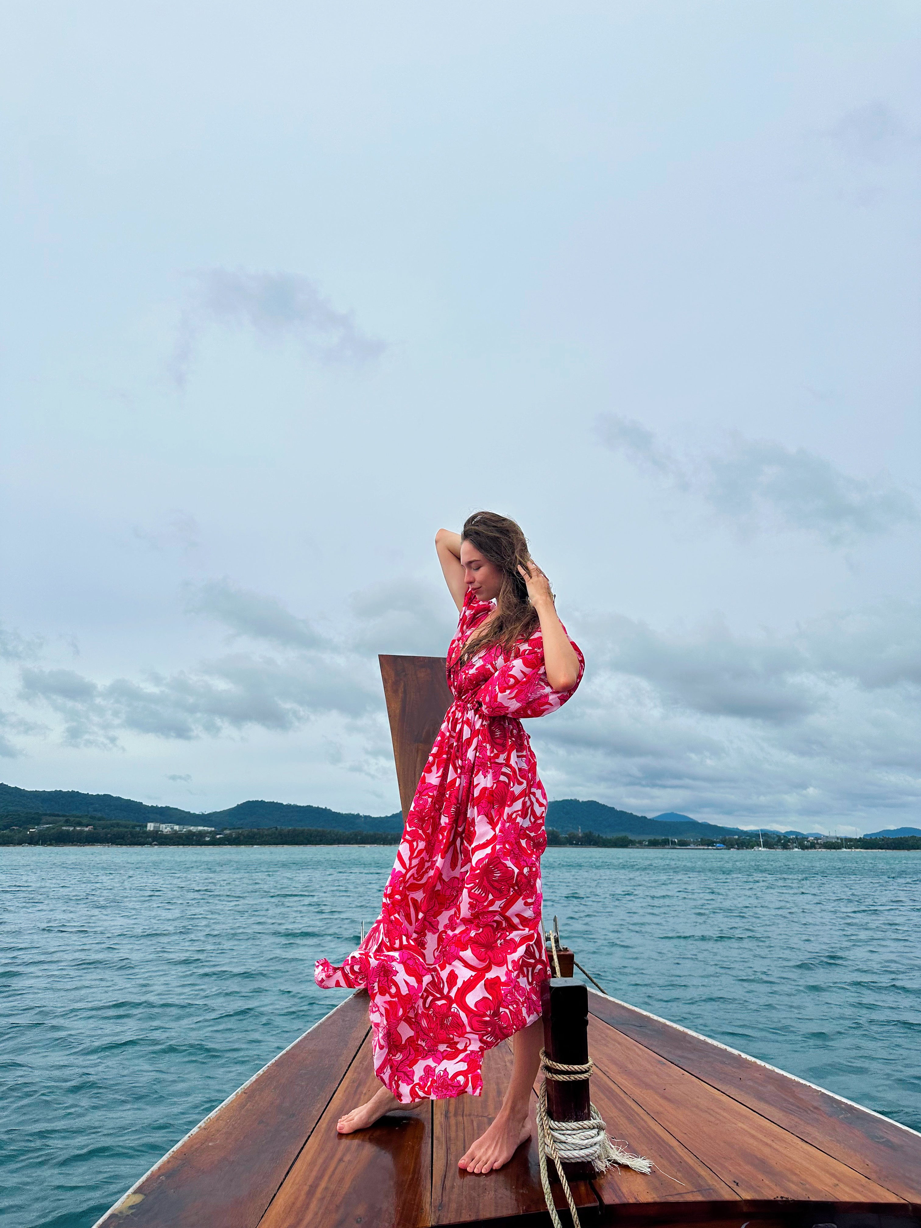 Floral Print Vacation Maxi Dress - Pink