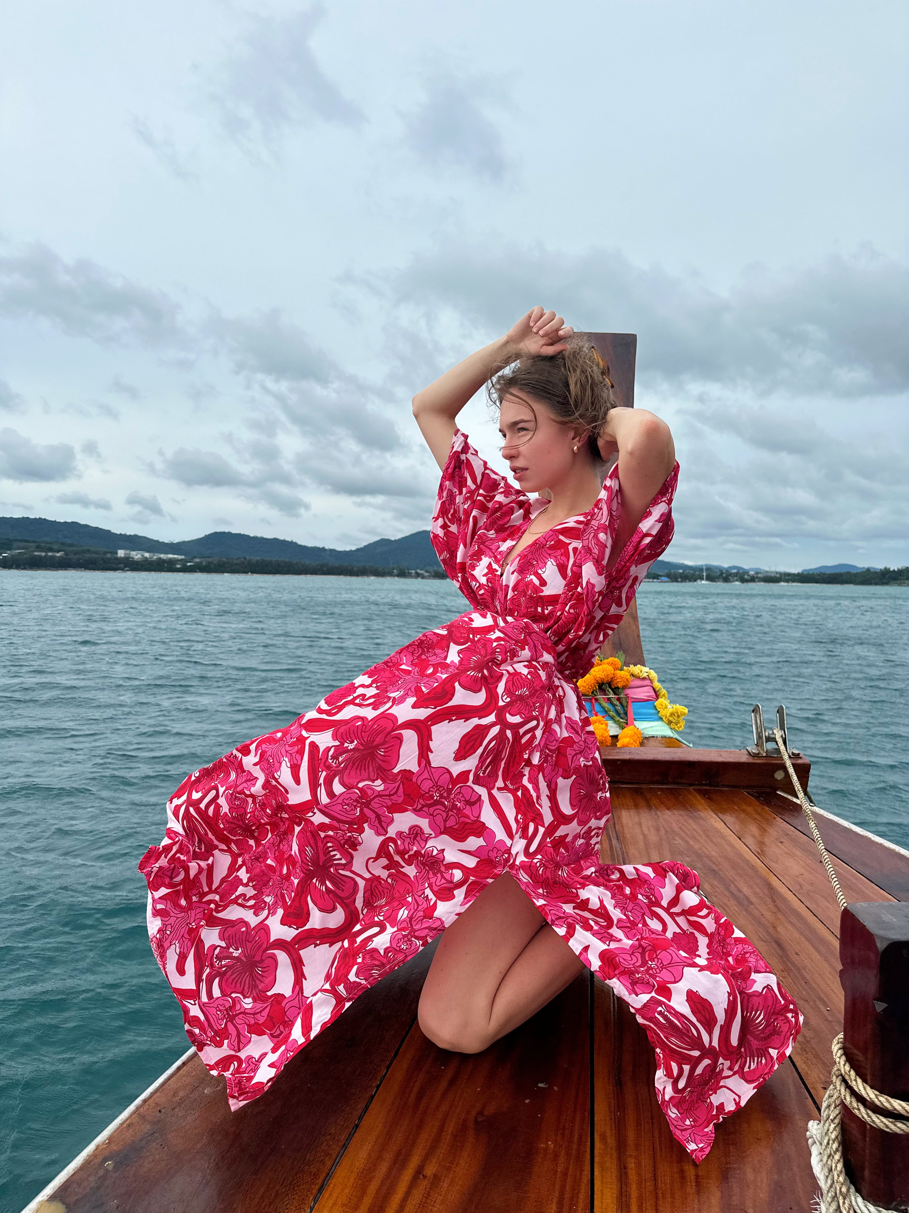 Floral Kaftan Dress- Pink Floral Caftan, Kaftan Dress in Hibiscus Print, Resort Dress, Beach Outfits | Coco De Chom Floral Kaftan Dress- Pink Floral Caftan, Kaftan Dress in Hibiscus Print, Resort Dress, Beach Outfits | Coco De Chom