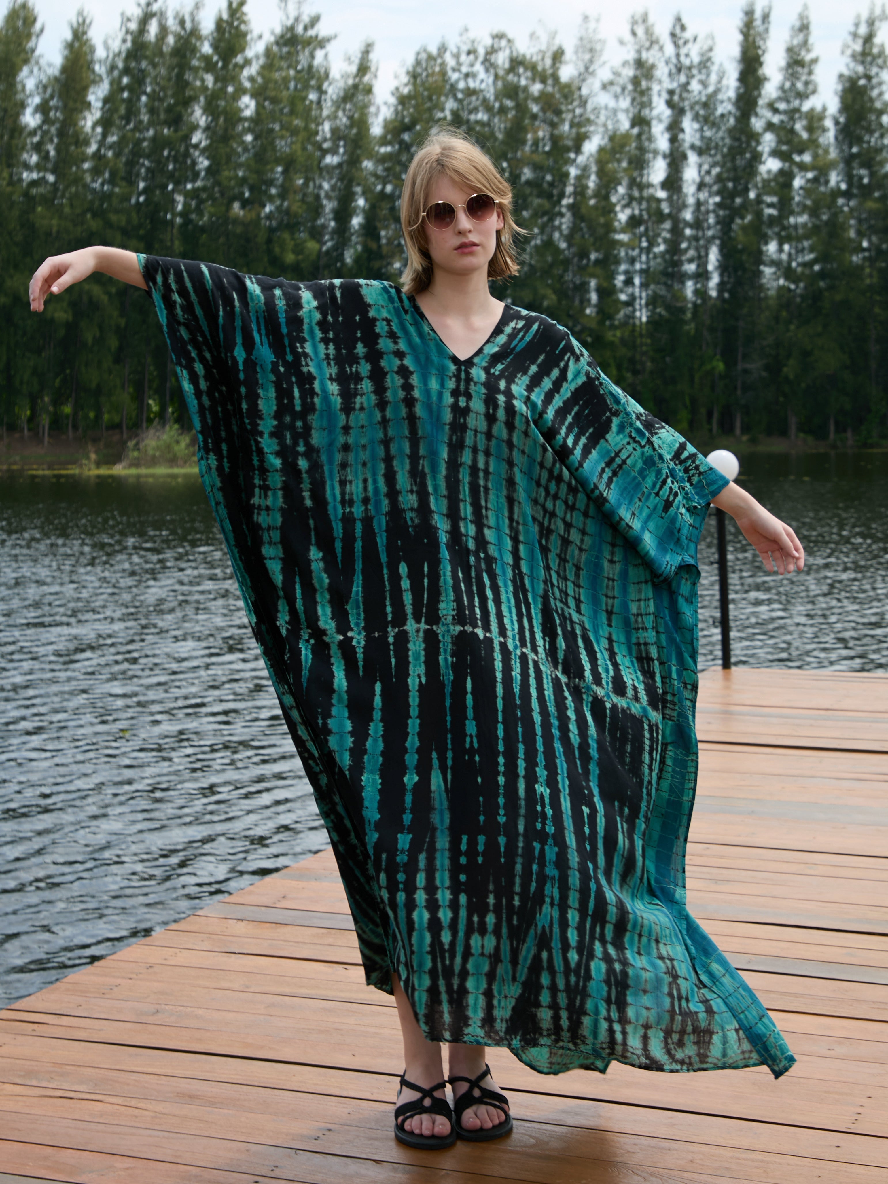 Shop Zen Tie Dye Kaftan Dress - Oversized Caftan- bohemian style-  Boho tie dye Kaftan