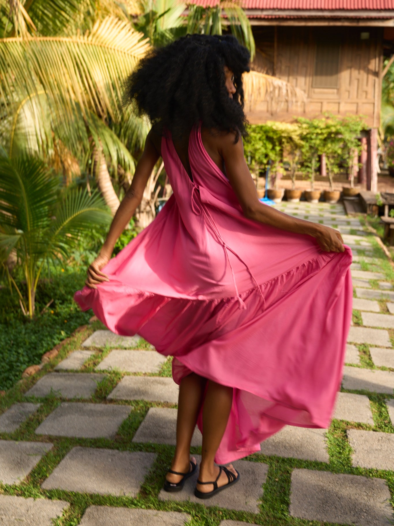 Austin Convertible Maxi Dress in Hot Pink Pink Oversized Maxi Dress Pink Bridesmaid Dress Coco de Chom