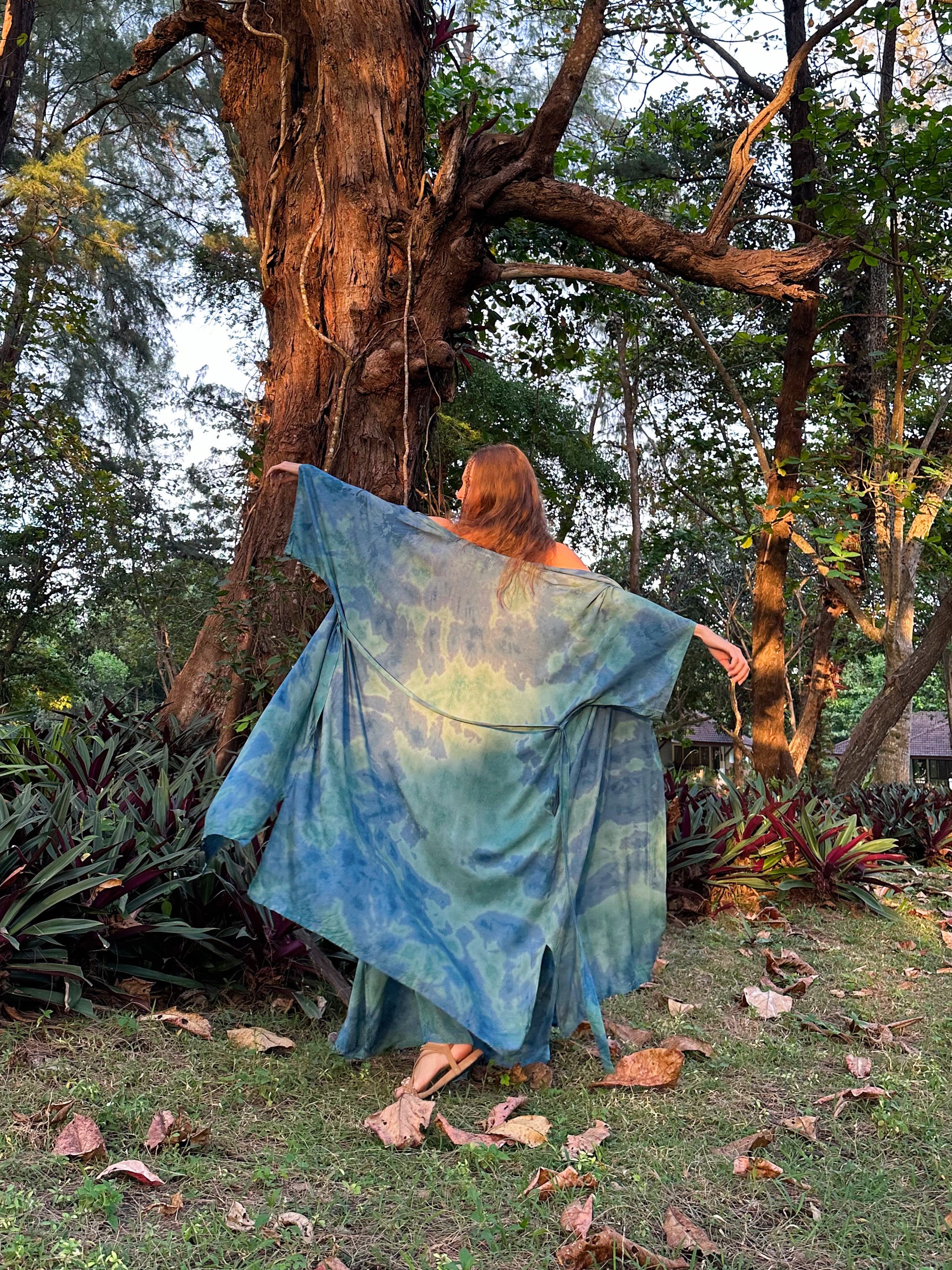 Shop Blue Tie dye kimono robe, boho beach coverup, perfect for vacation or everyday wear, this product is handmade with love by Coco de Chom.