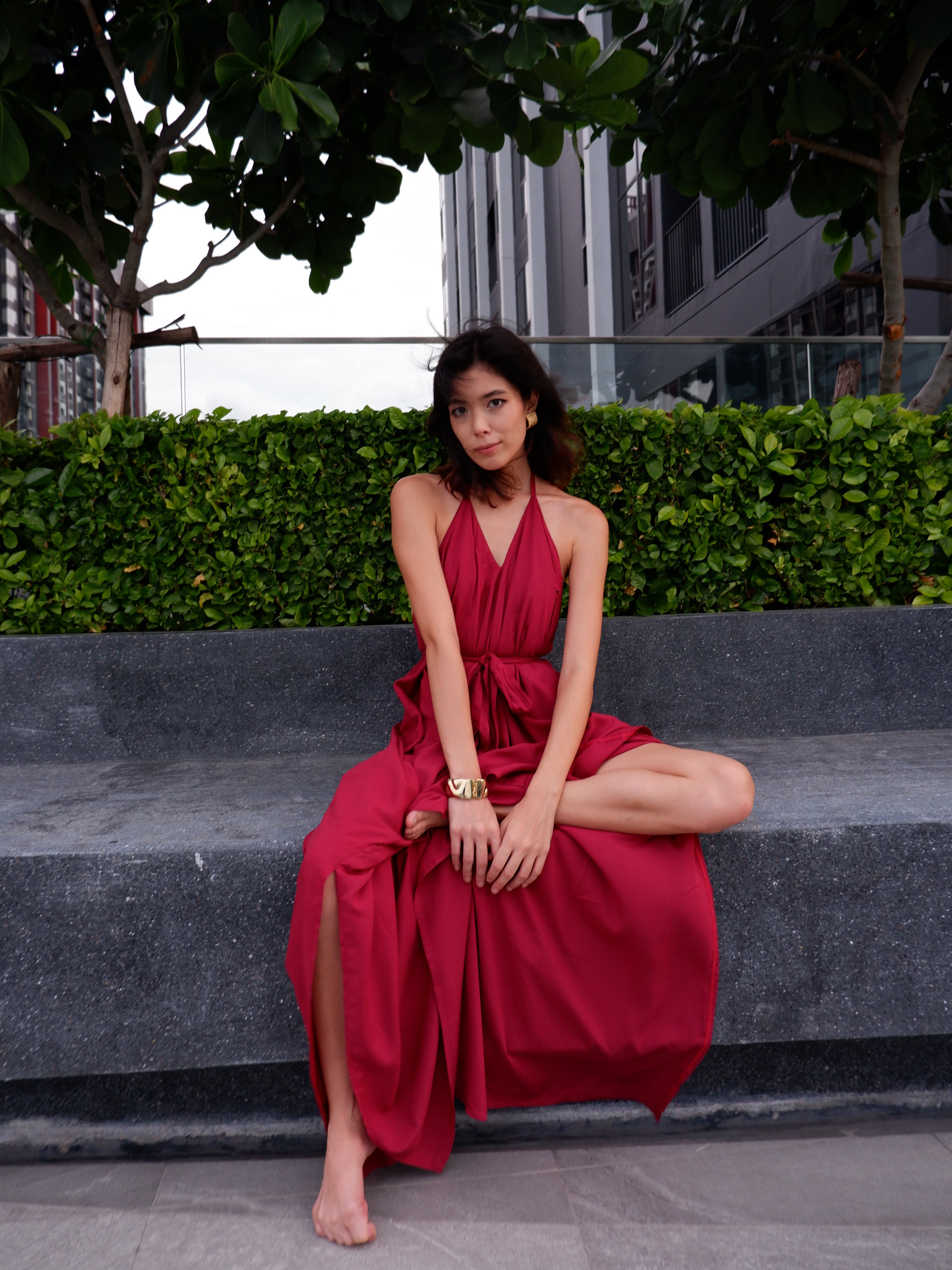 Burgundy red clearance maxi dress