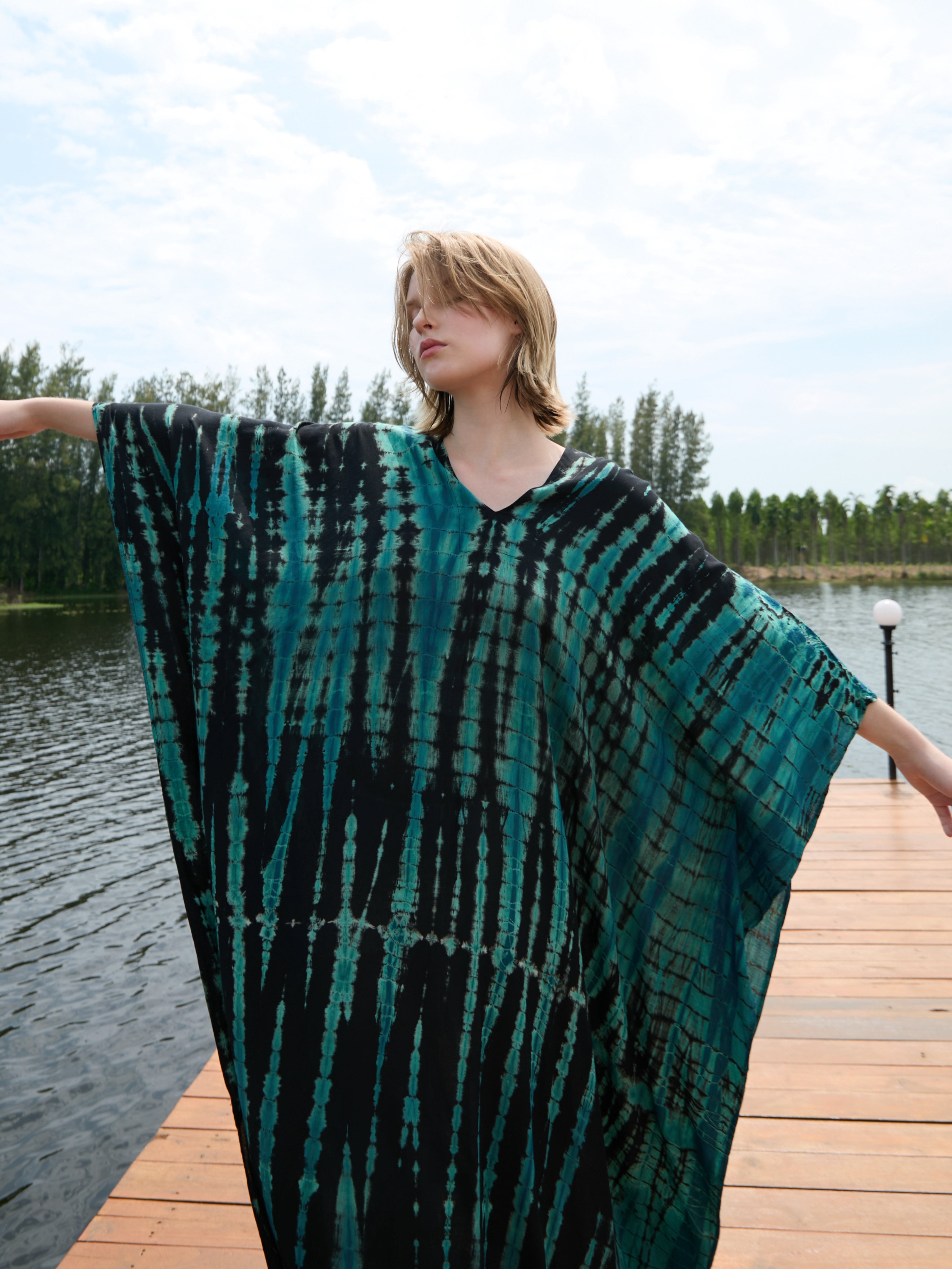 Shop Zen Tie Dye Kaftan Dress - Oversized Caftan- bohemian style-  Boho tie dye Kaftan