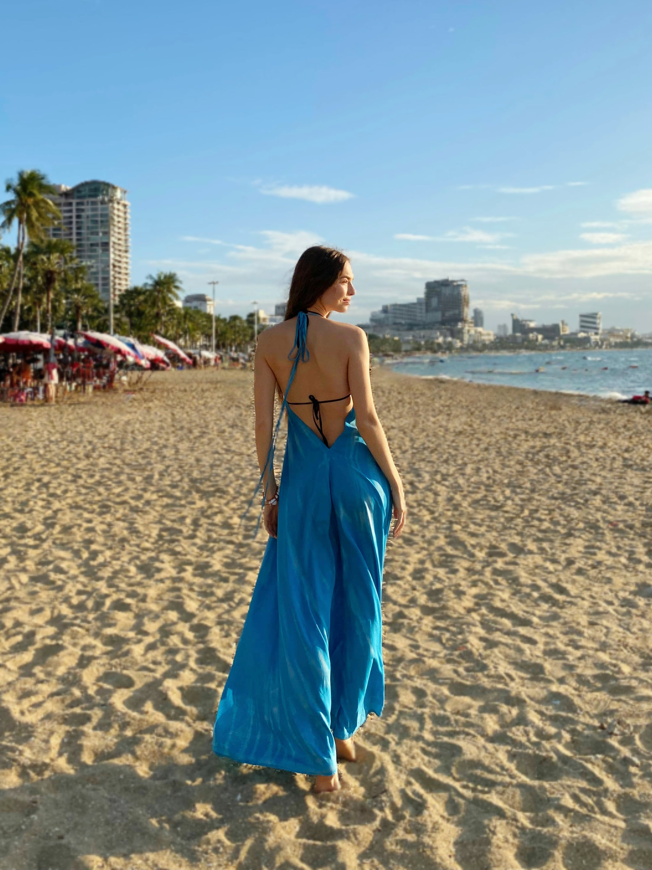 Blue Flamingo Tie Dye Maxi Dress | Boho Summer Long Dress | CocoDeChom