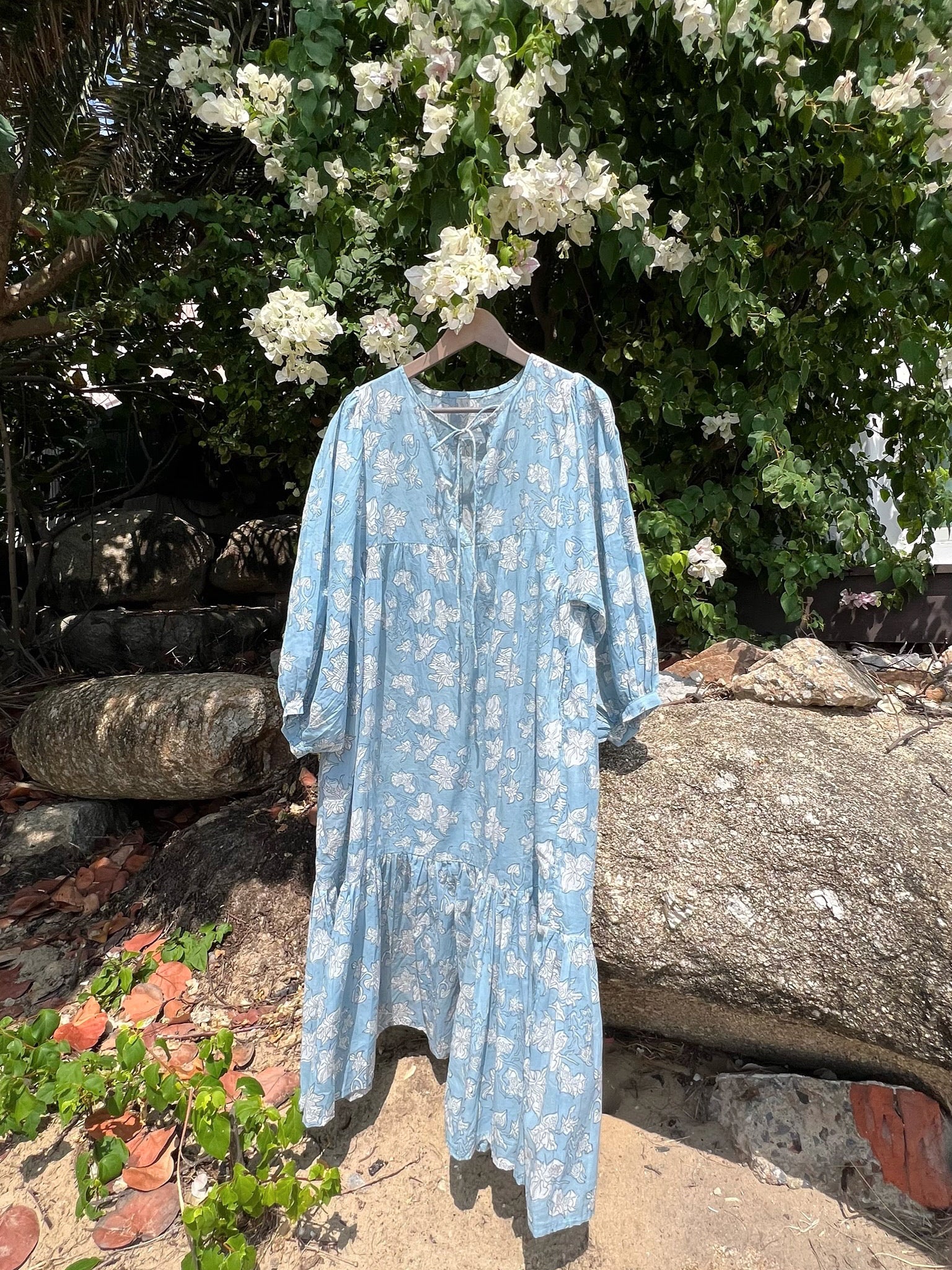 Lola Cotton Maxi Dress- Blue