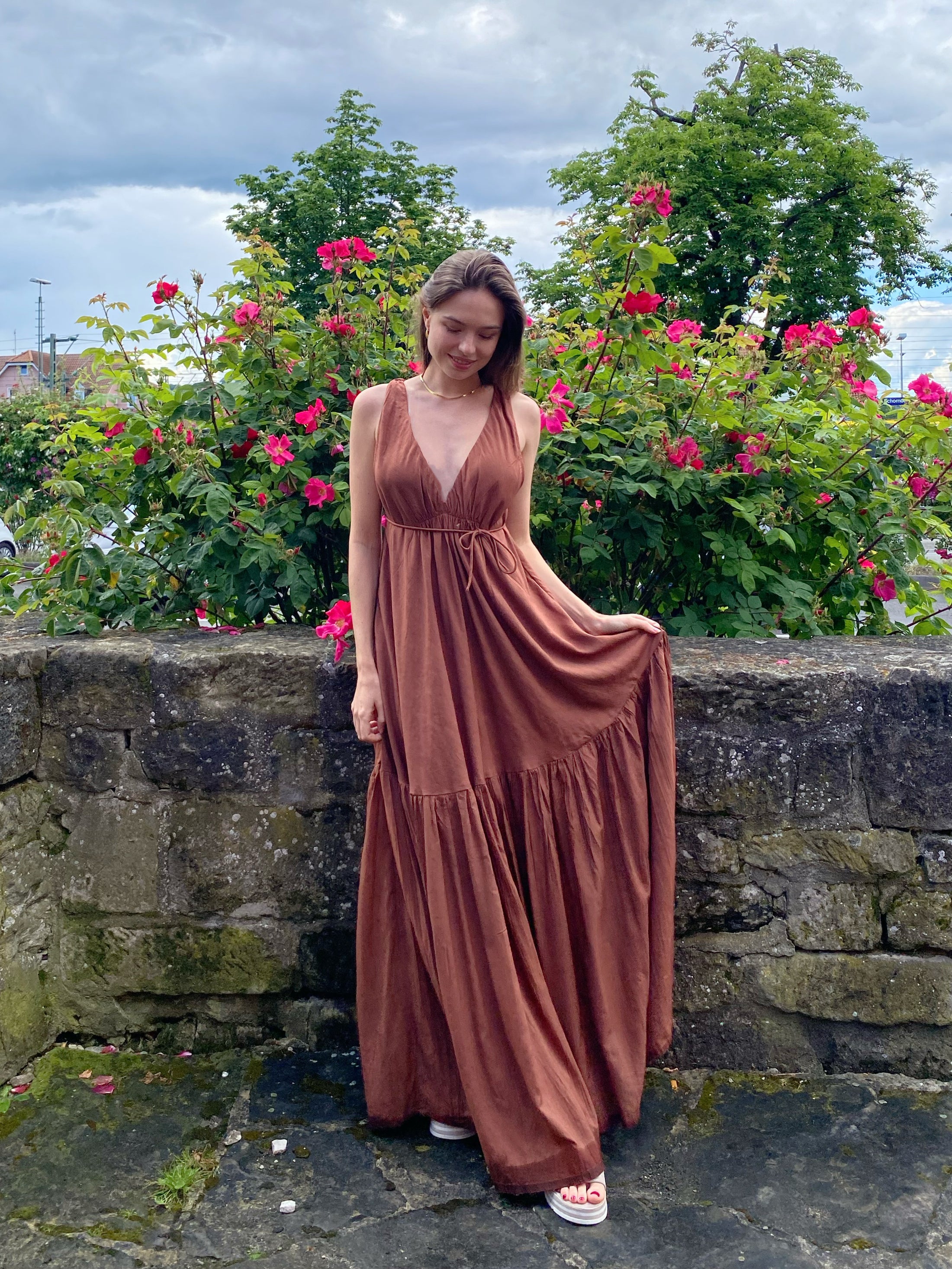 Austin Convertible Maxi Dress in brown Mocha brown Oversized Maxi — free download