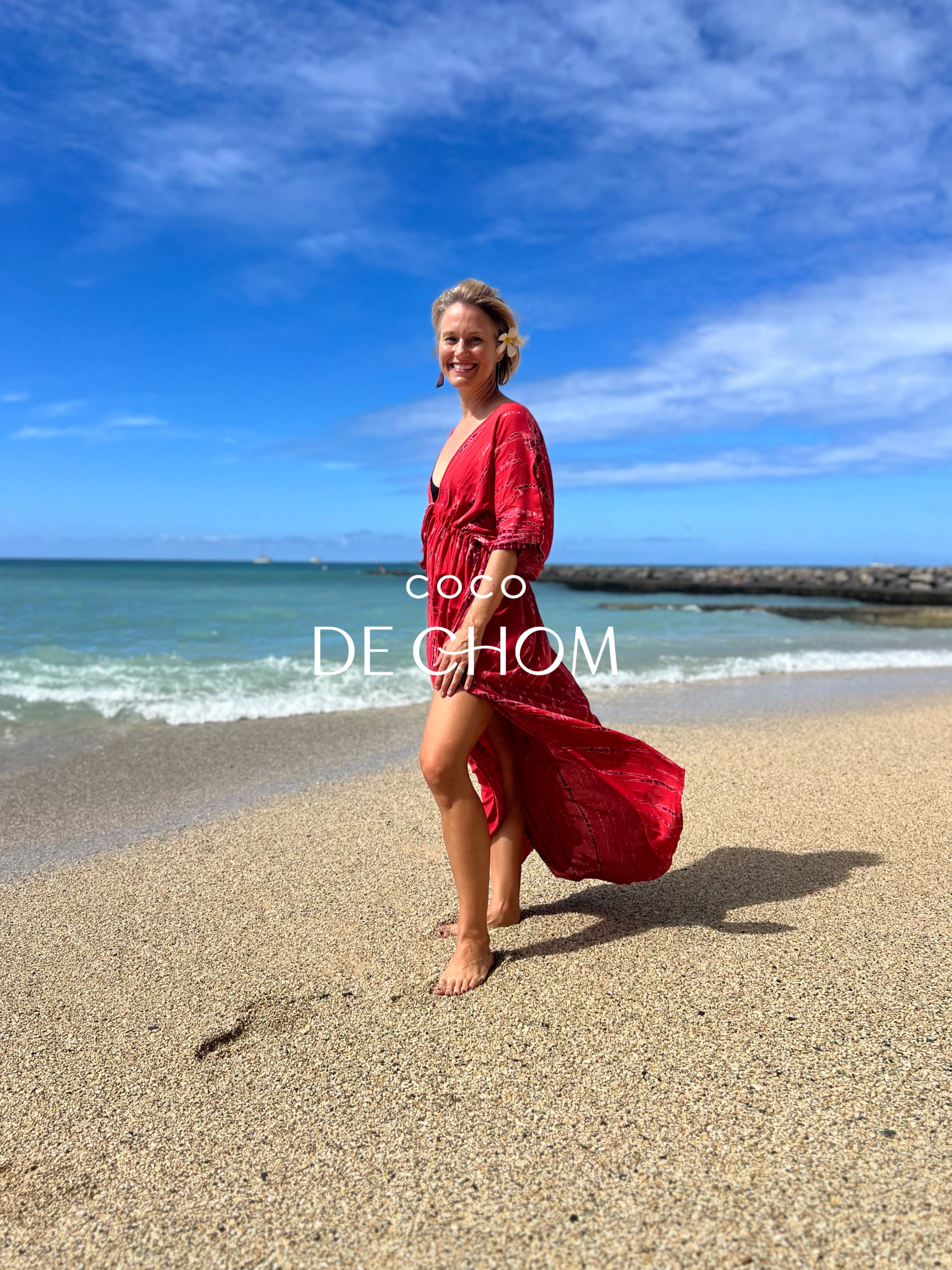 Shop Red Tie dye Maxi Kaftan, Dress for vacation, resortwear  handmade with love from Coco de Chom?