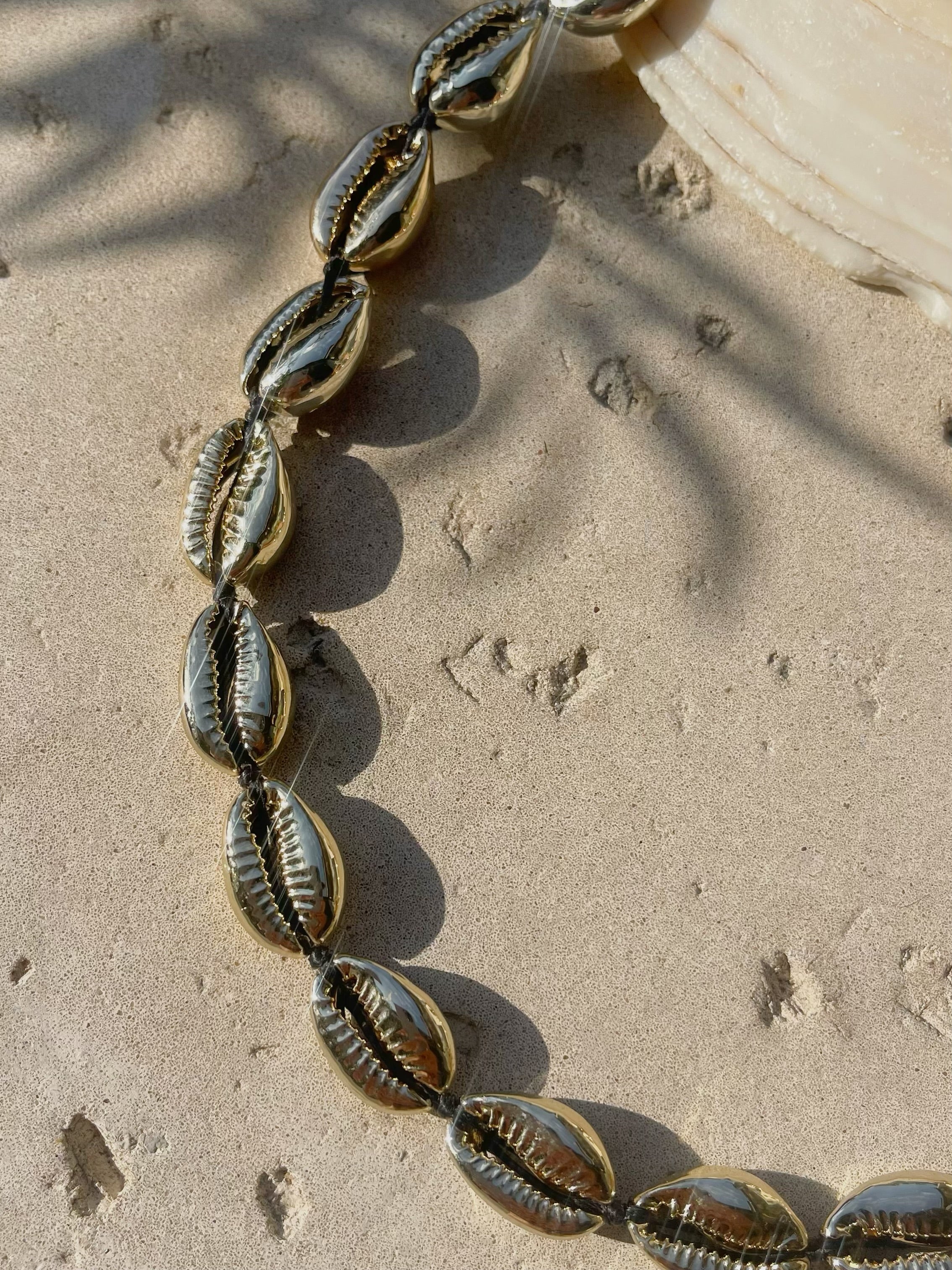 Rosie- Gold  Cowrie Seashell Choker Necklace