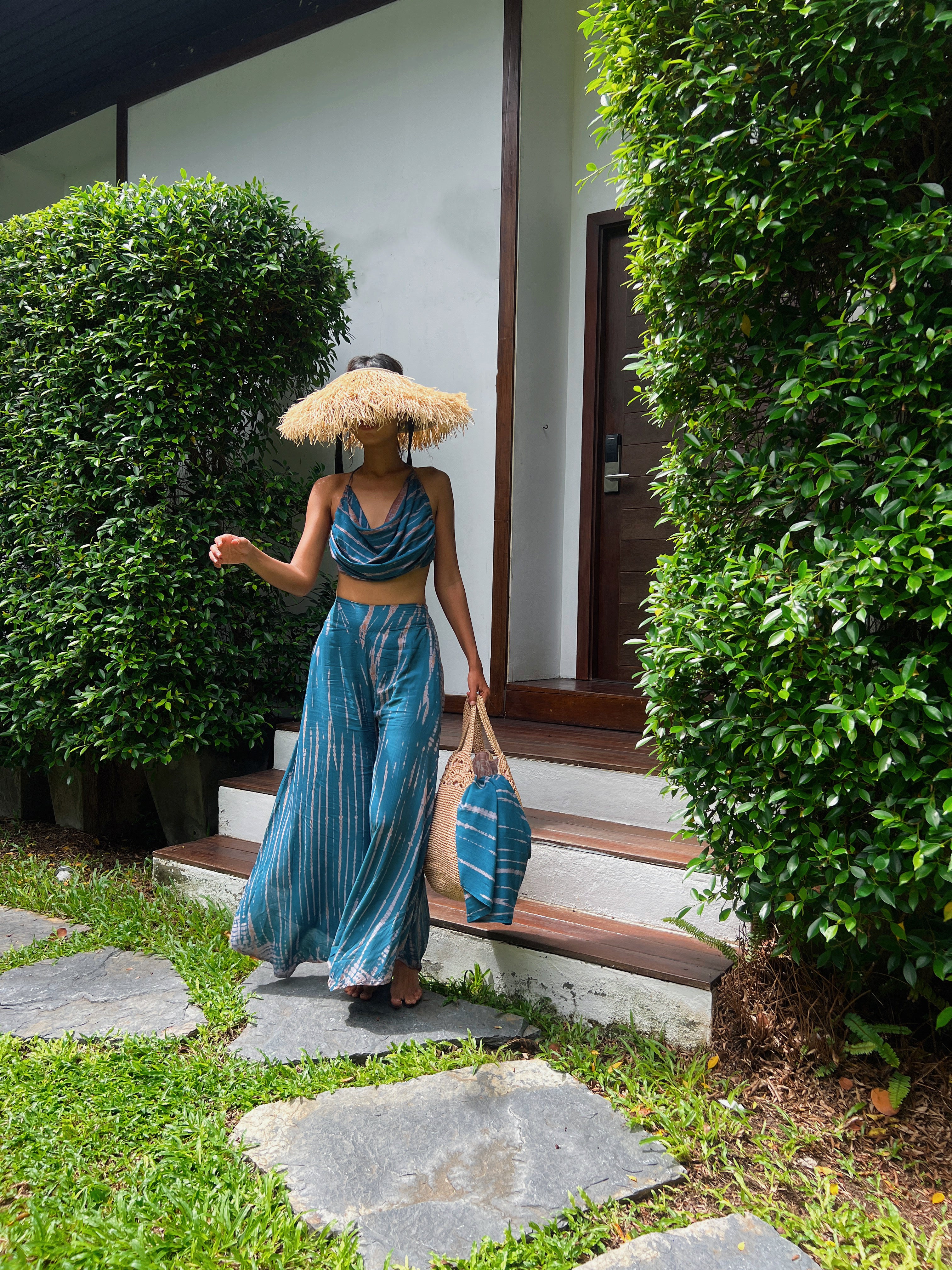 Maya Tie Dye Wide-Leg Pants - Teal