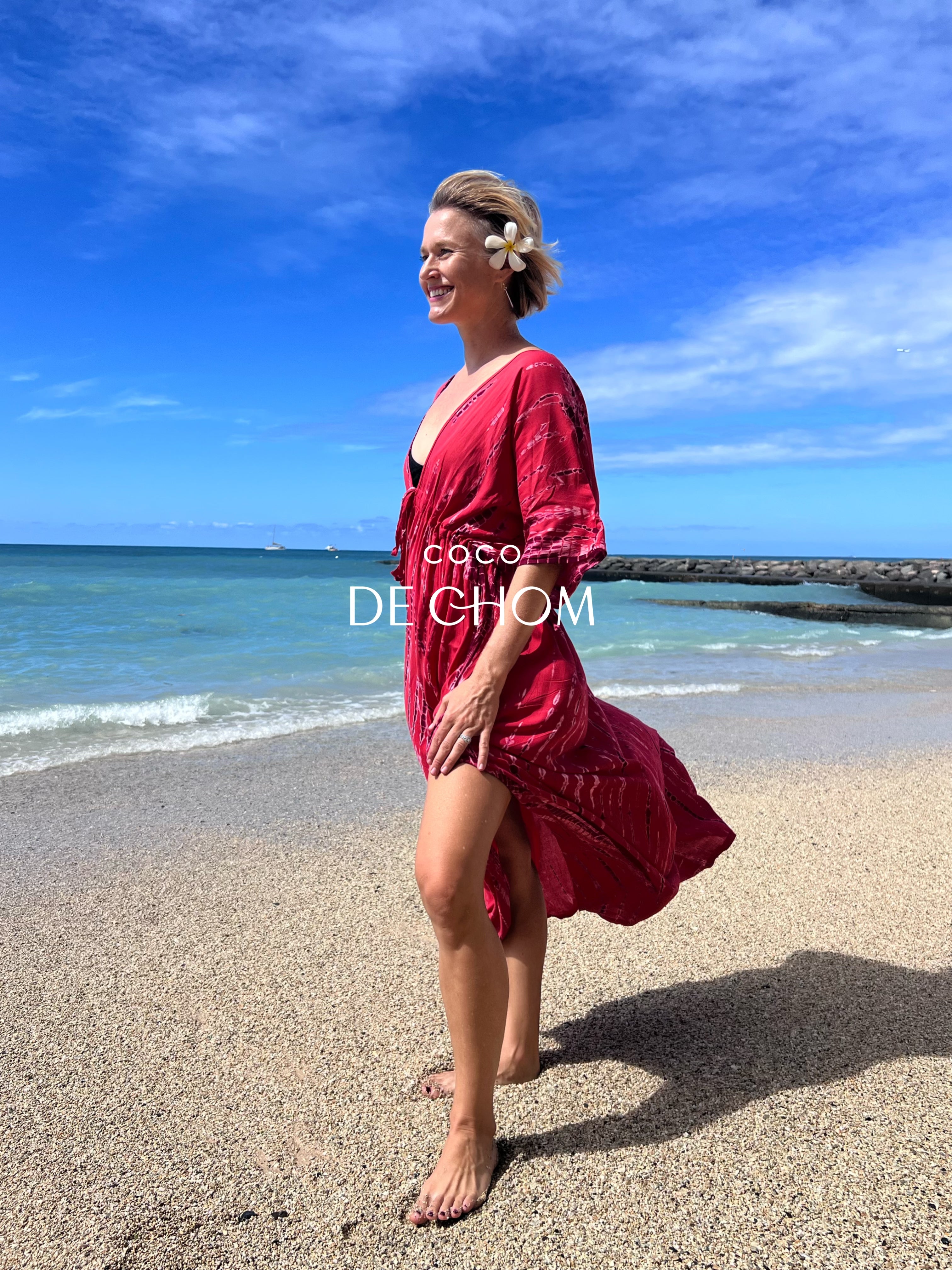 Shop Red Kaftan, Dress for vacation, resortwear  handmade with love from Coco de Chom?