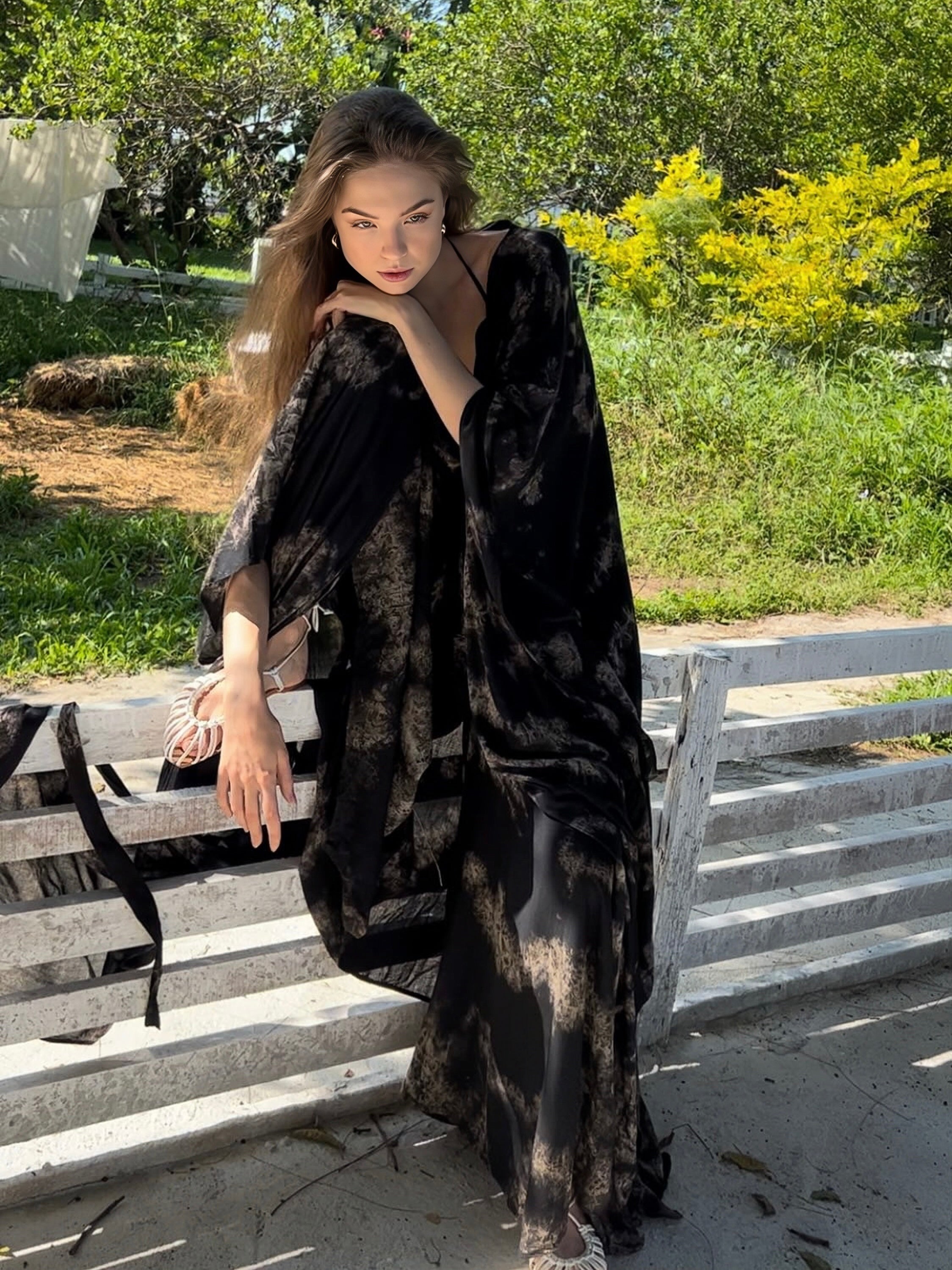 Shop hand dyed black tie dye kimono robe - hippie kimono robe oversized long kimono robe from Coco de Chom